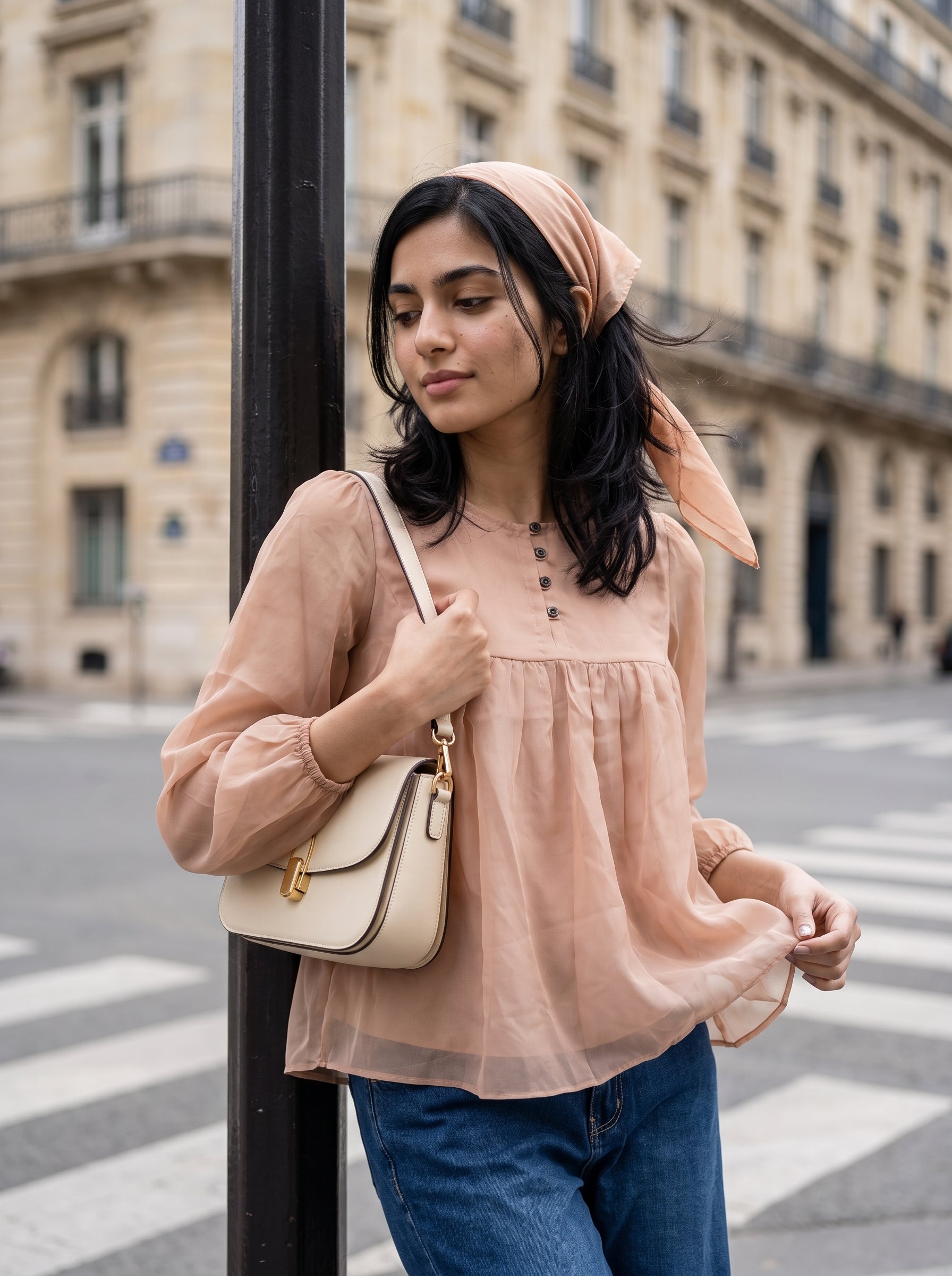 Women's Georgette  Dusty Pink Regular Fit Top