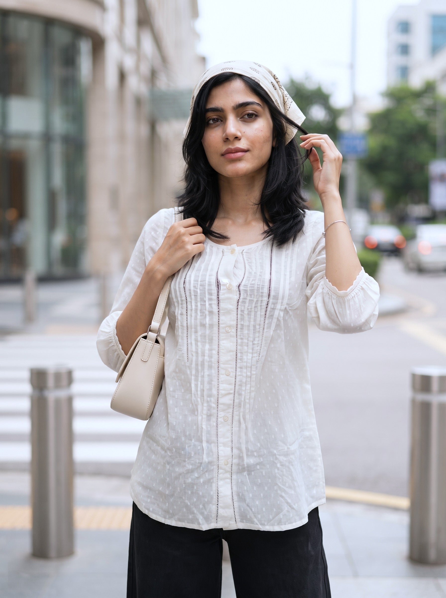 Women's Cotton White Regular Fit Top