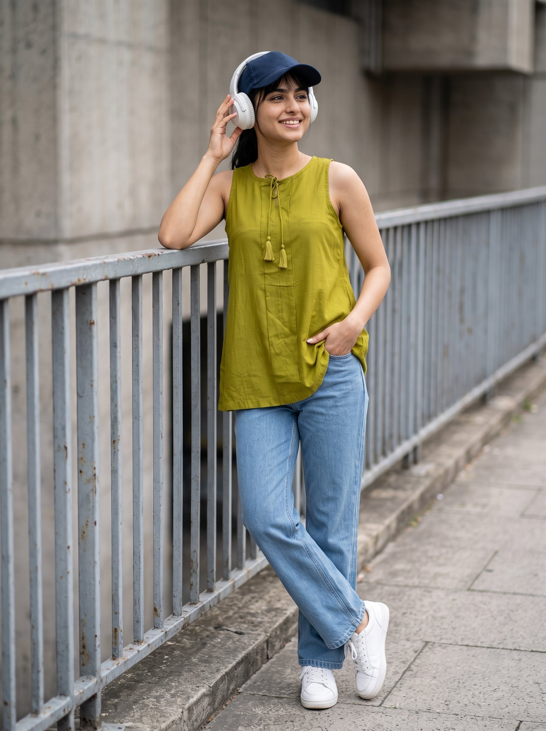 Women's Rayon Pista Green Regular Fit Top