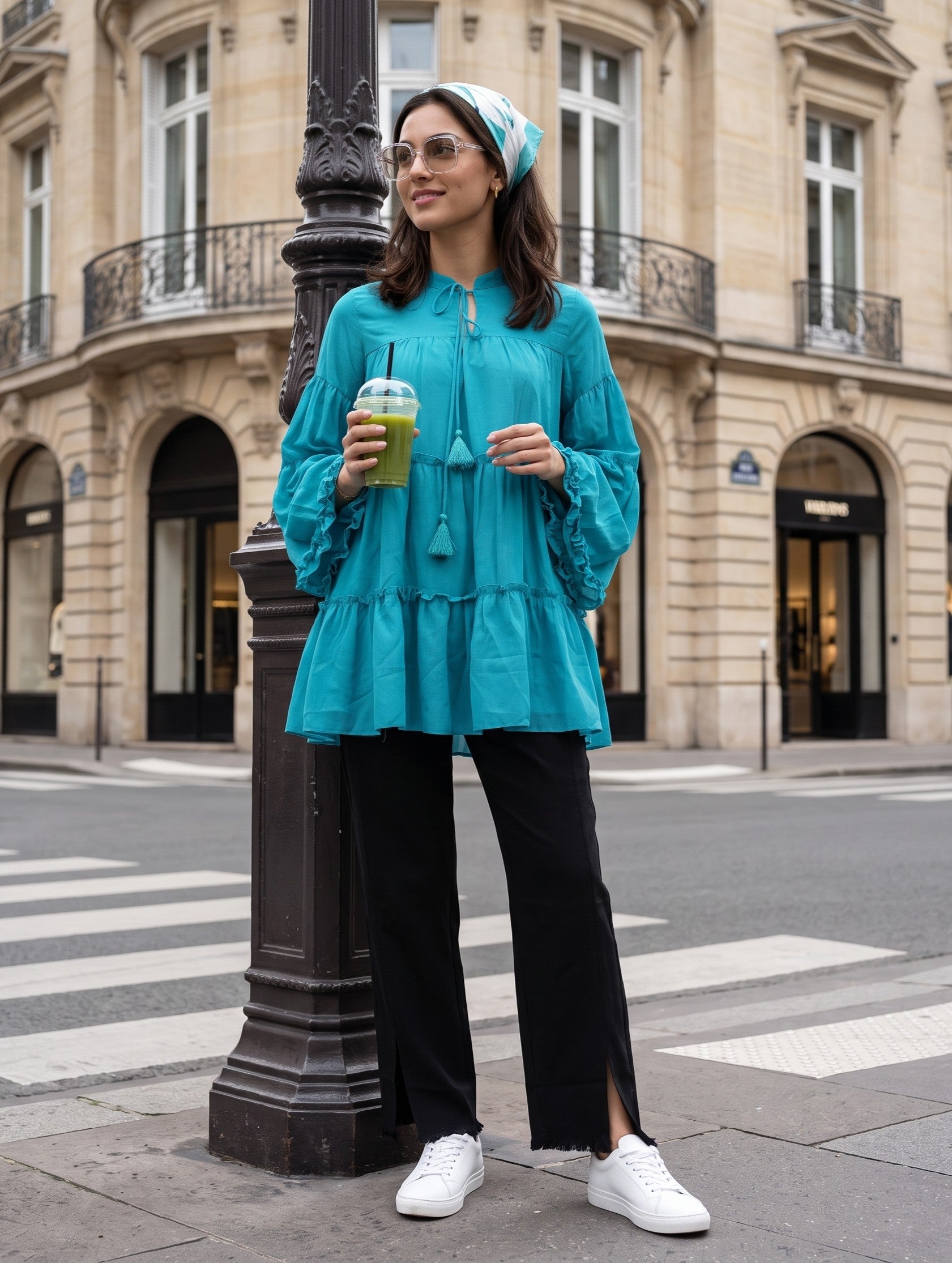 Women's Georgette Green Regular Fit Top