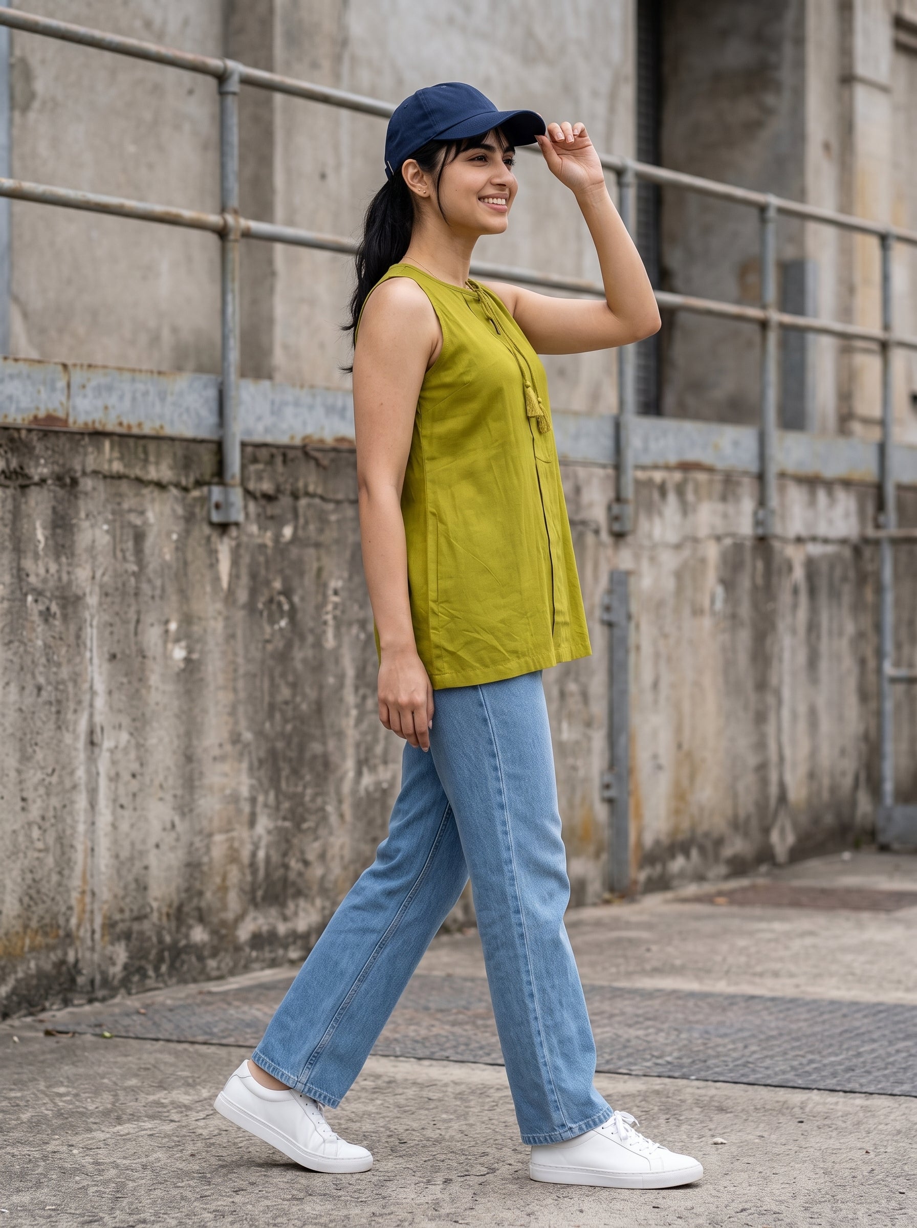 Women's Rayon Pista Green Regular Fit Top