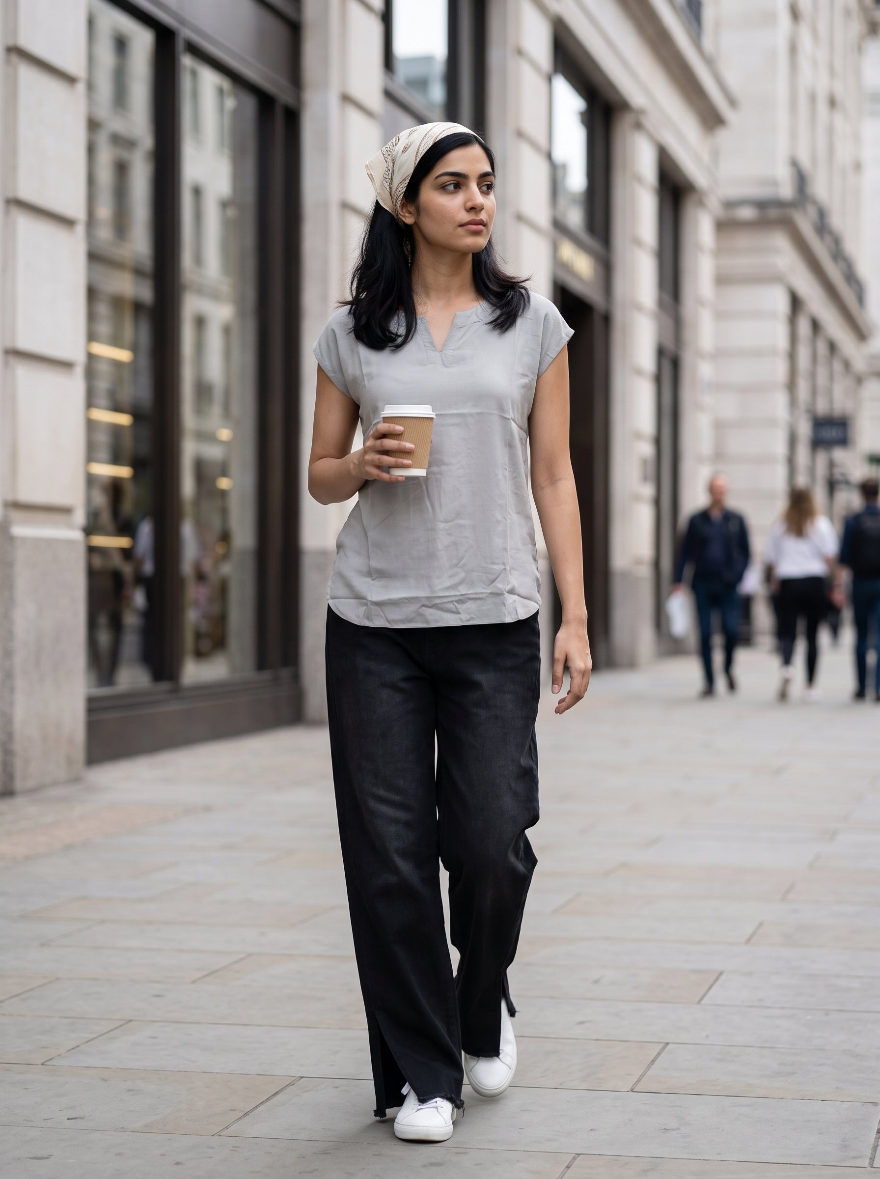 Women's Rayon Slub Grey Regular Fit Top