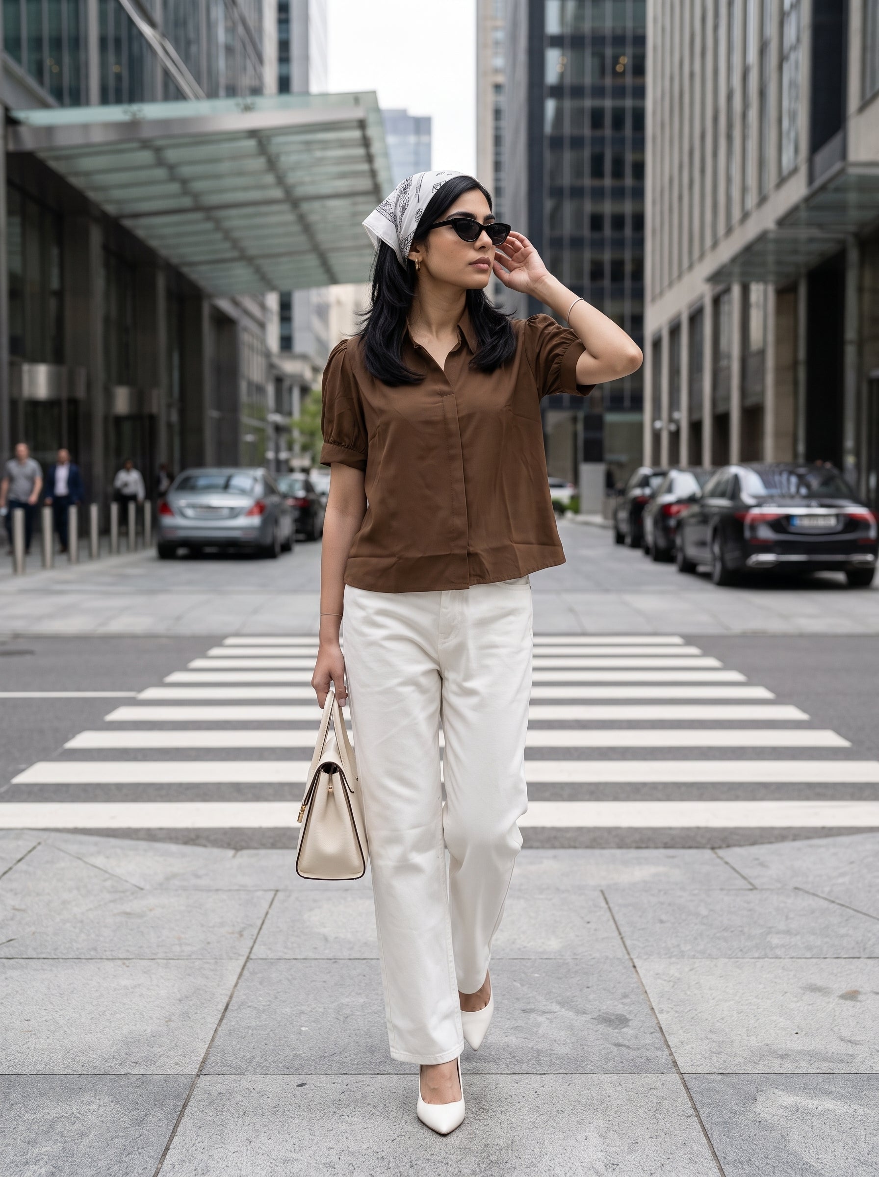 Women's Satin Brown Regular Fit Top