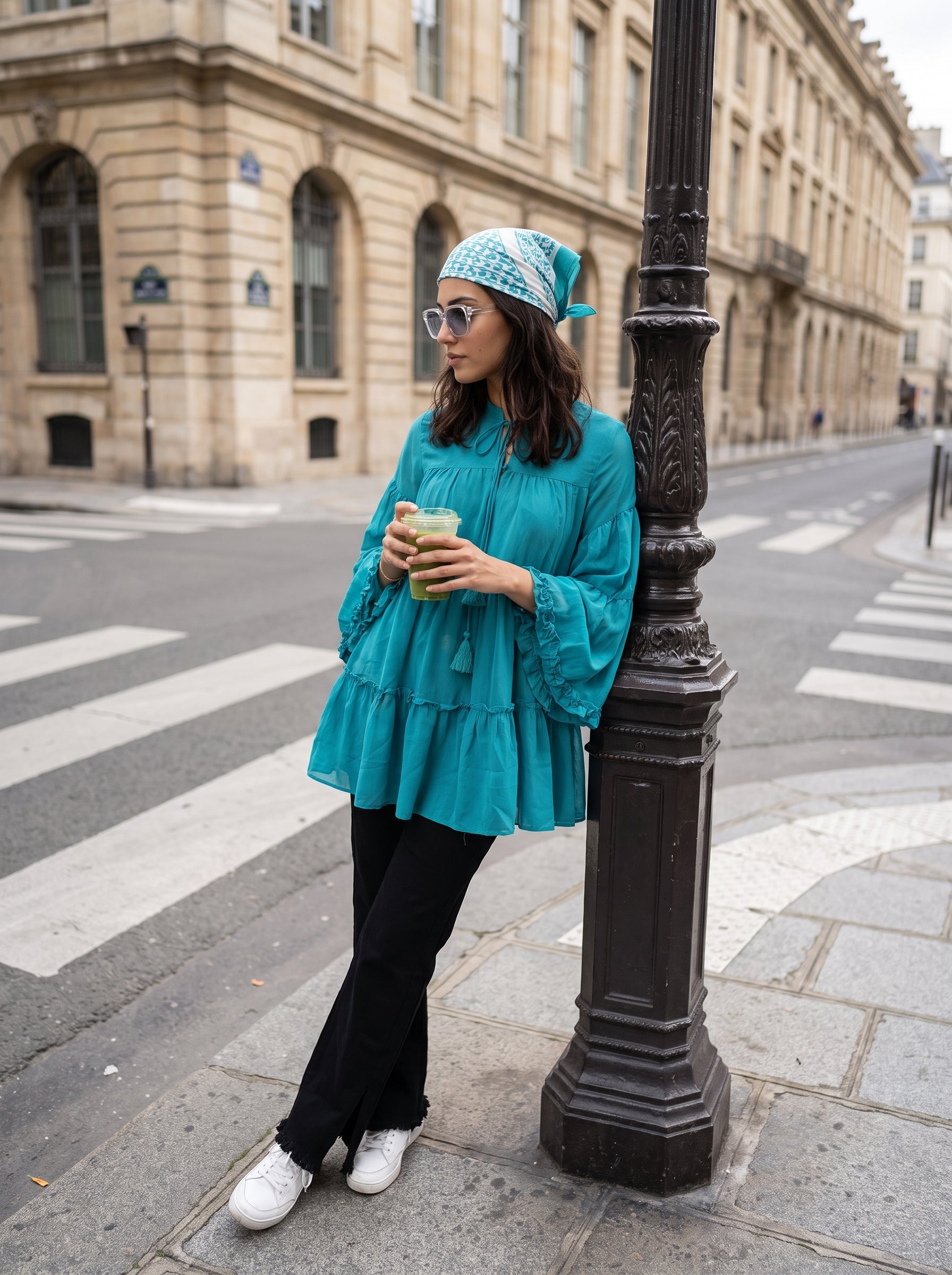 Women's Georgette Green Regular Fit Top