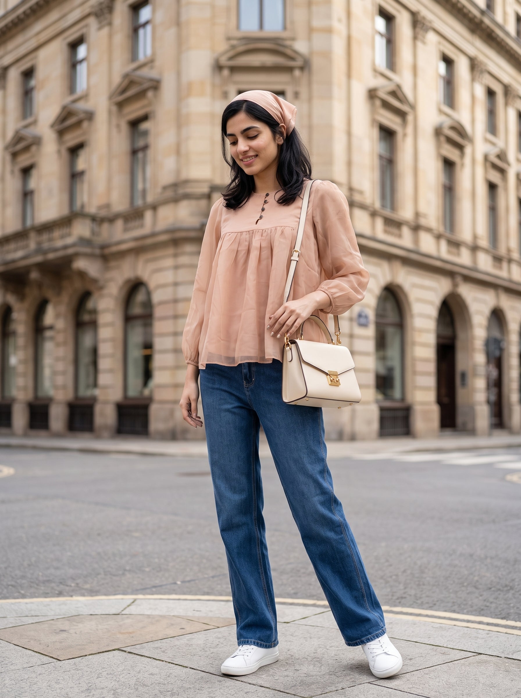 Women's Georgette  Dusty Pink Regular Fit Top