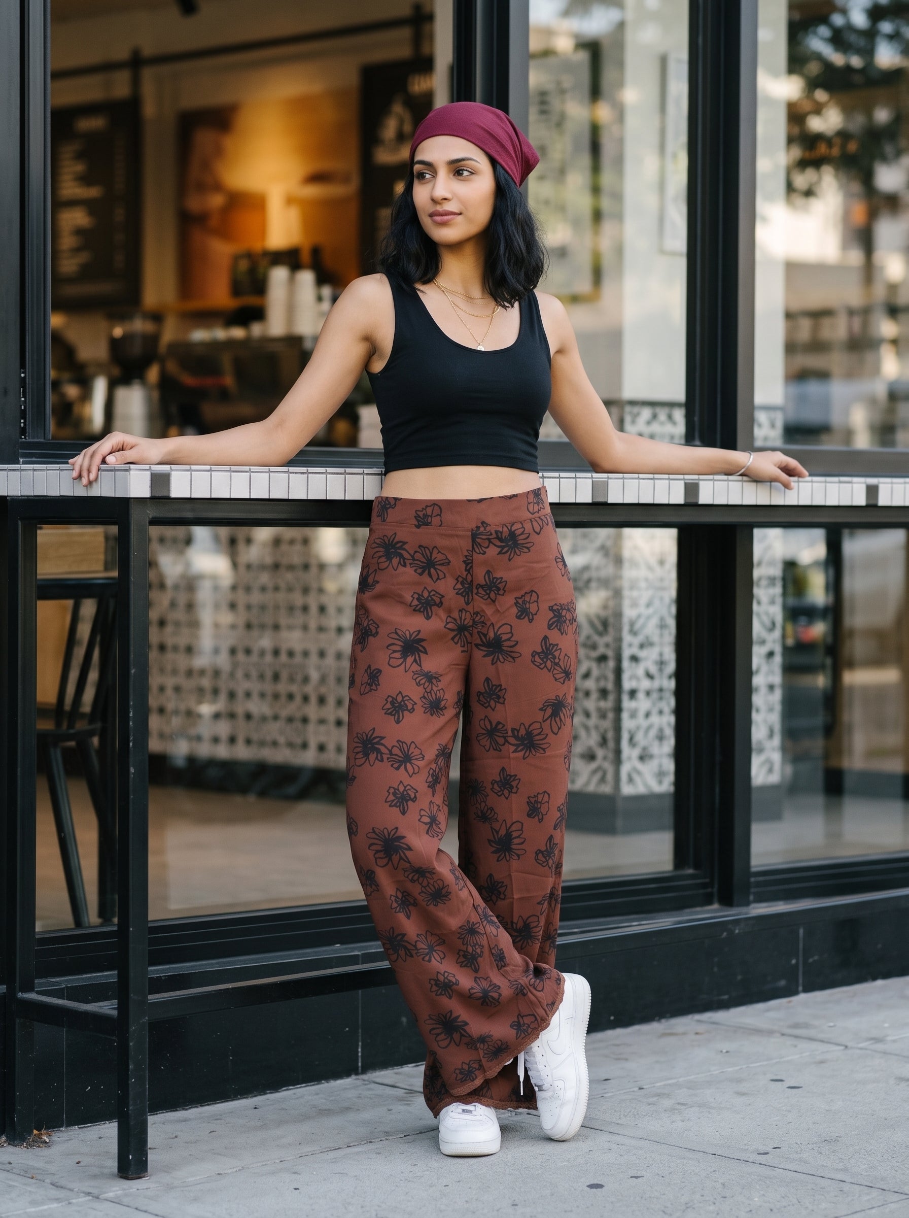 Women's Imported Brown Wide Leg Fit Trousers