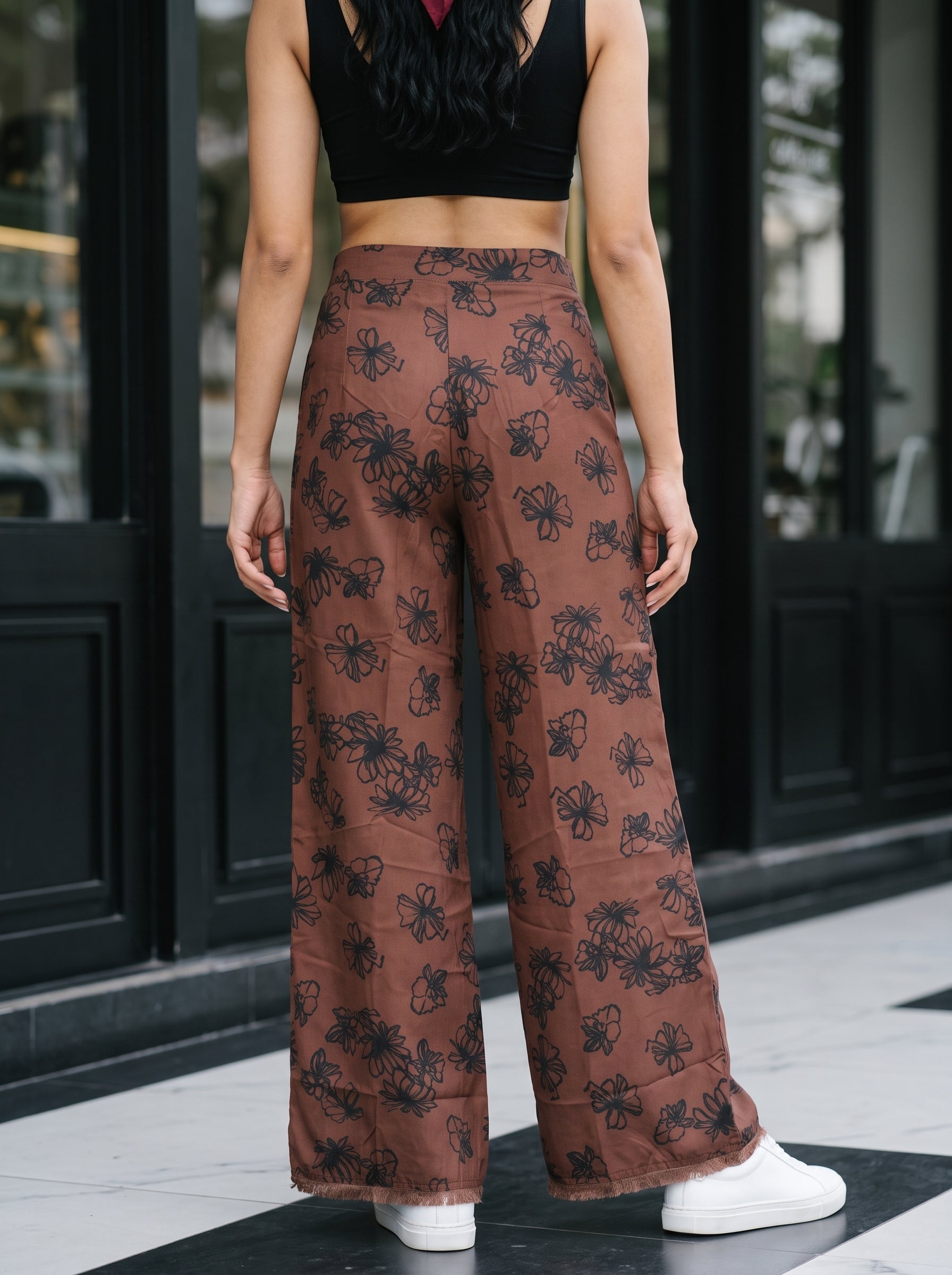 Women's Imported Brown Wide Leg Fit Trousers