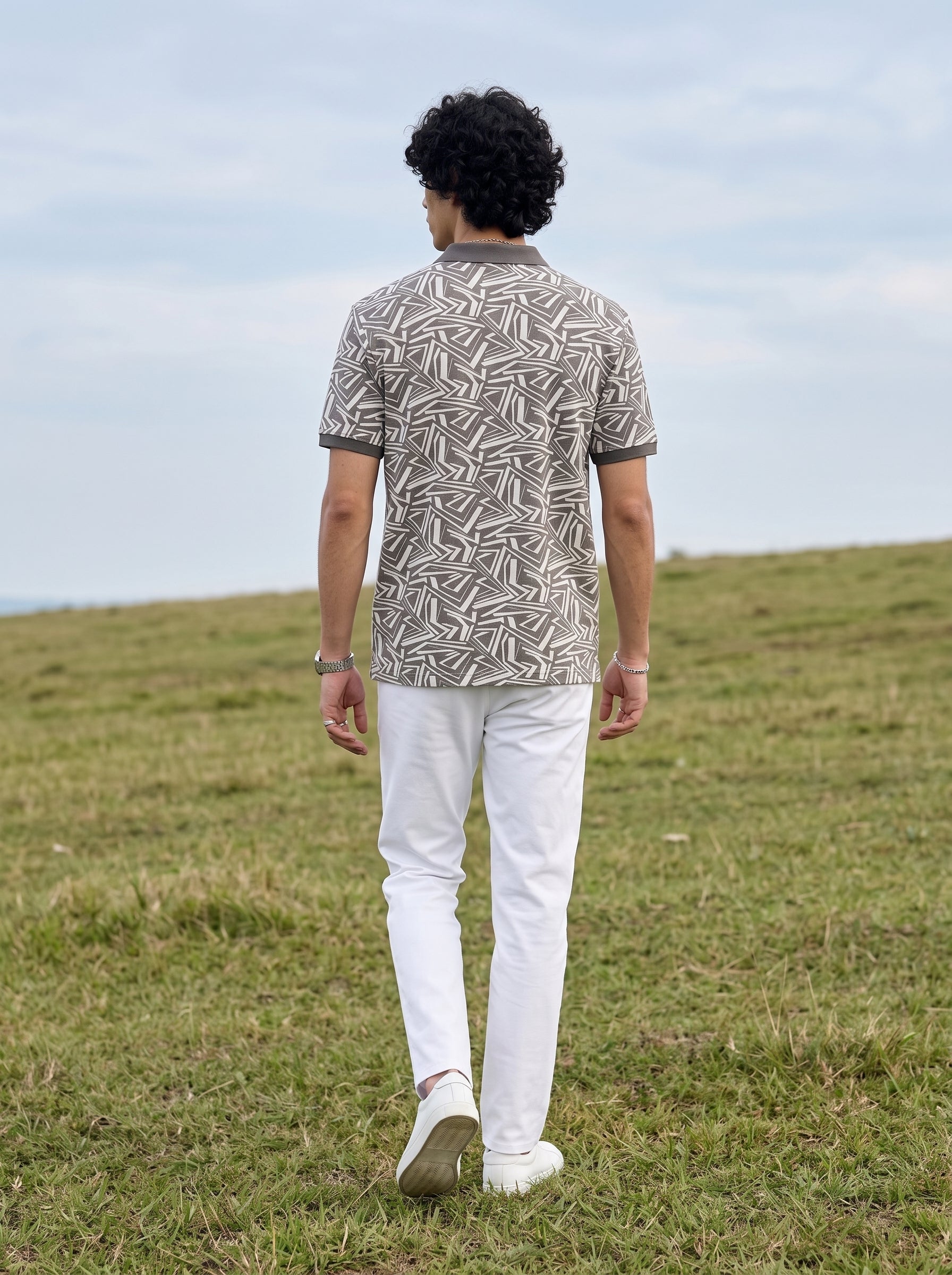 Men's 100% Cotton Polo Pique Grey Relaxed Fit Polo T Shirt