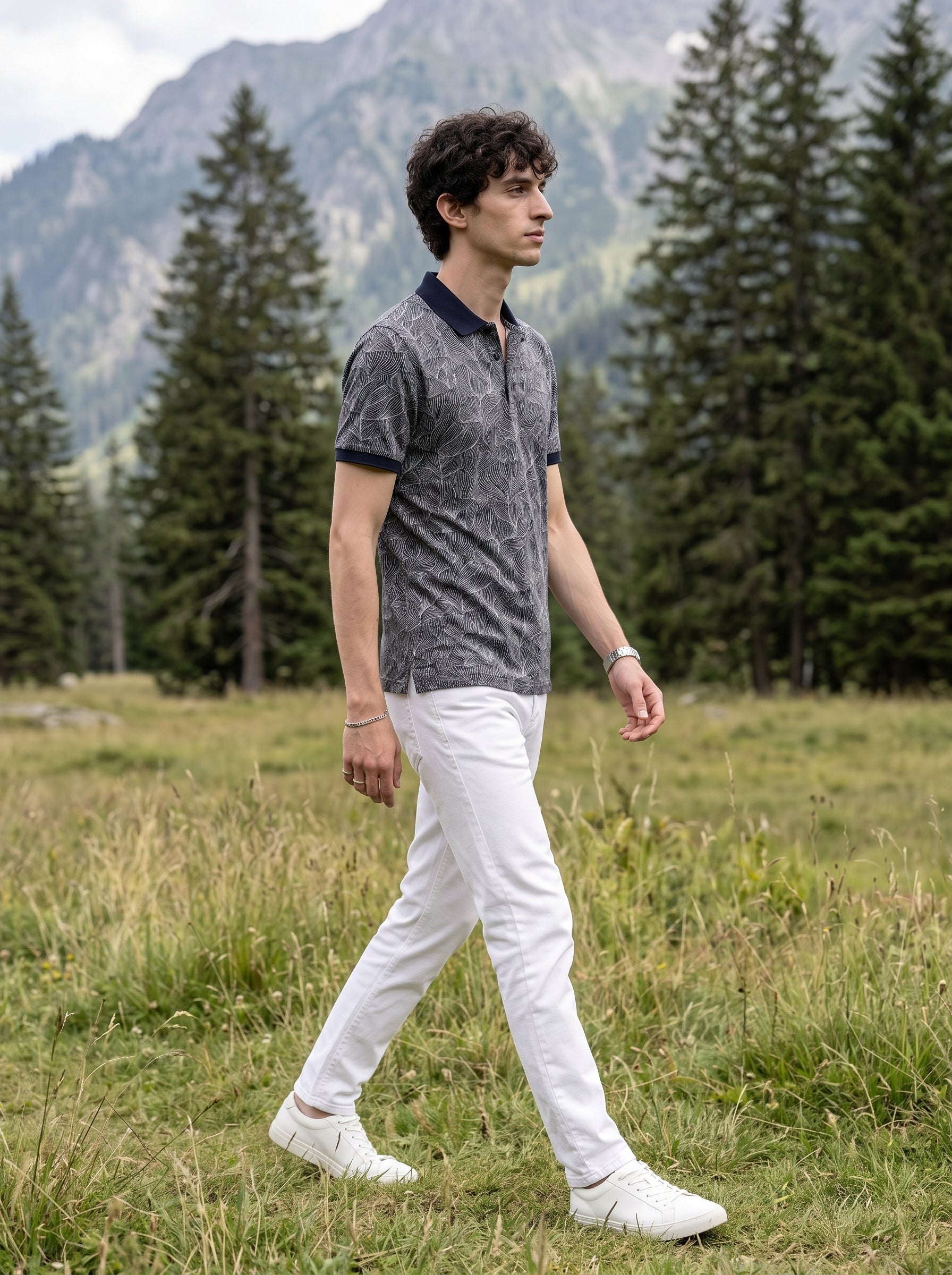Men's 100% Cotton Polo Pique Navy Relaxed Fit Polo T Shirt