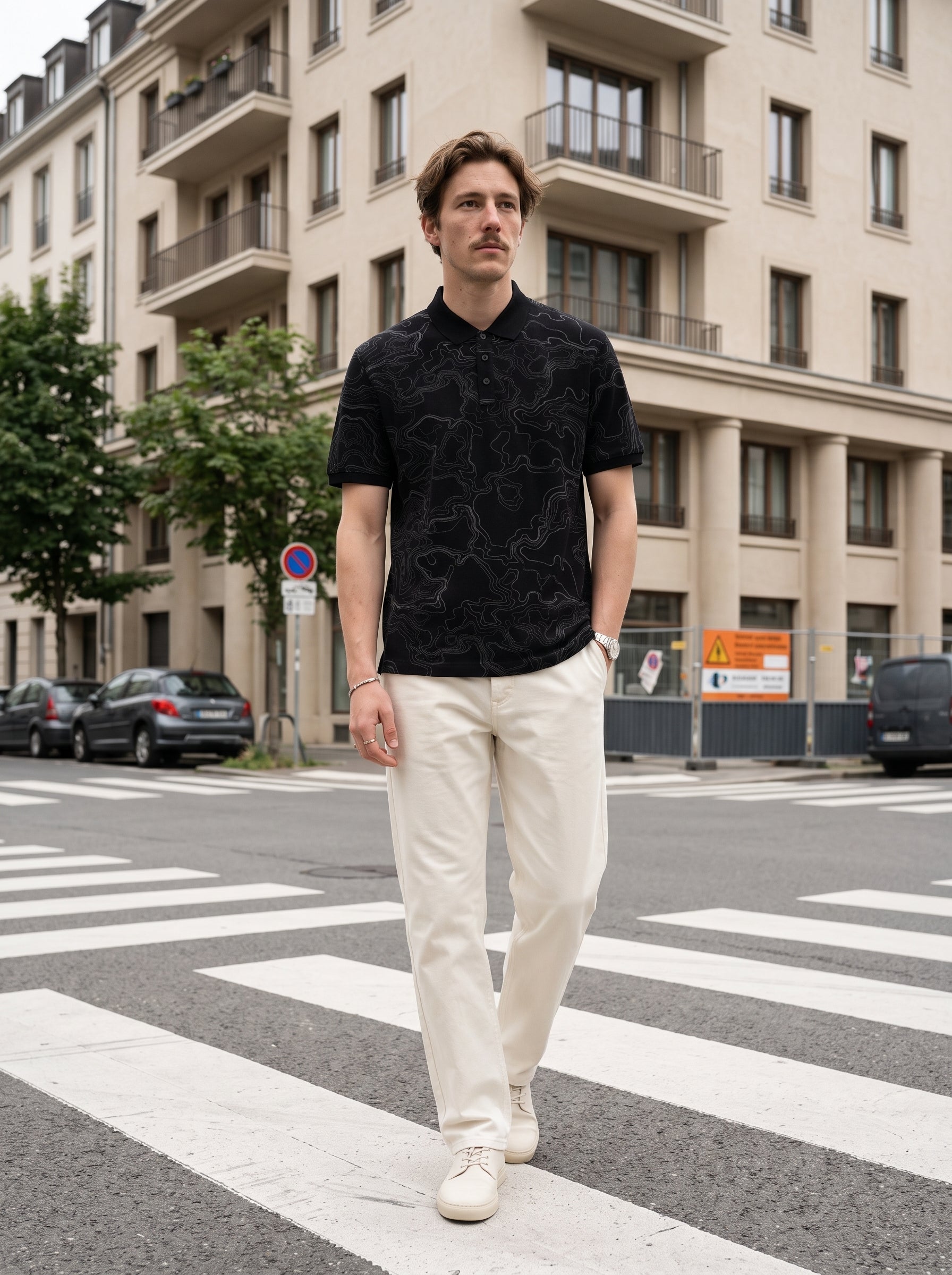 Men's 100% Cotton Polo Pique Black Relaxed Fit Polo T Shirt