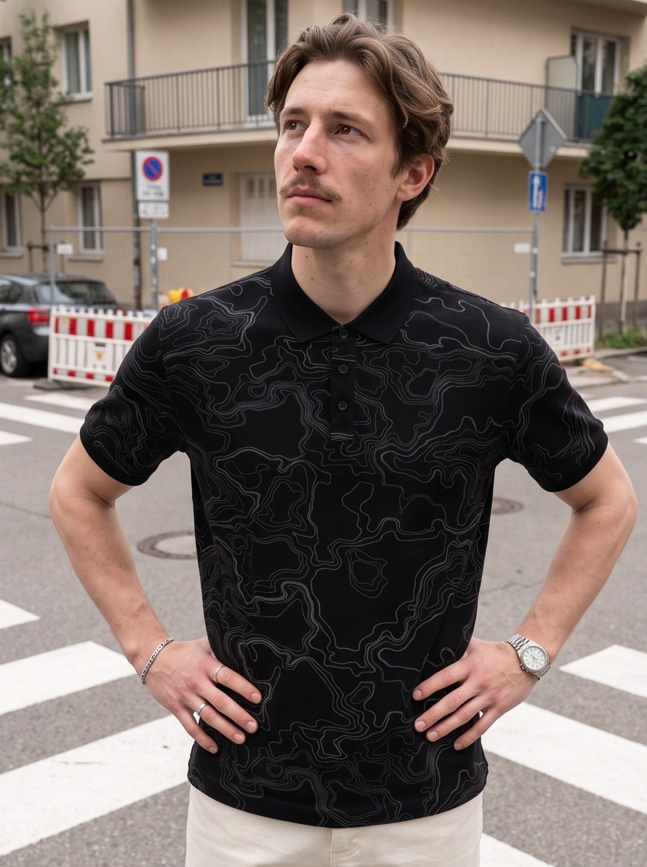 Men's 100% Cotton Polo Pique Black Relaxed Fit Polo T Shirt