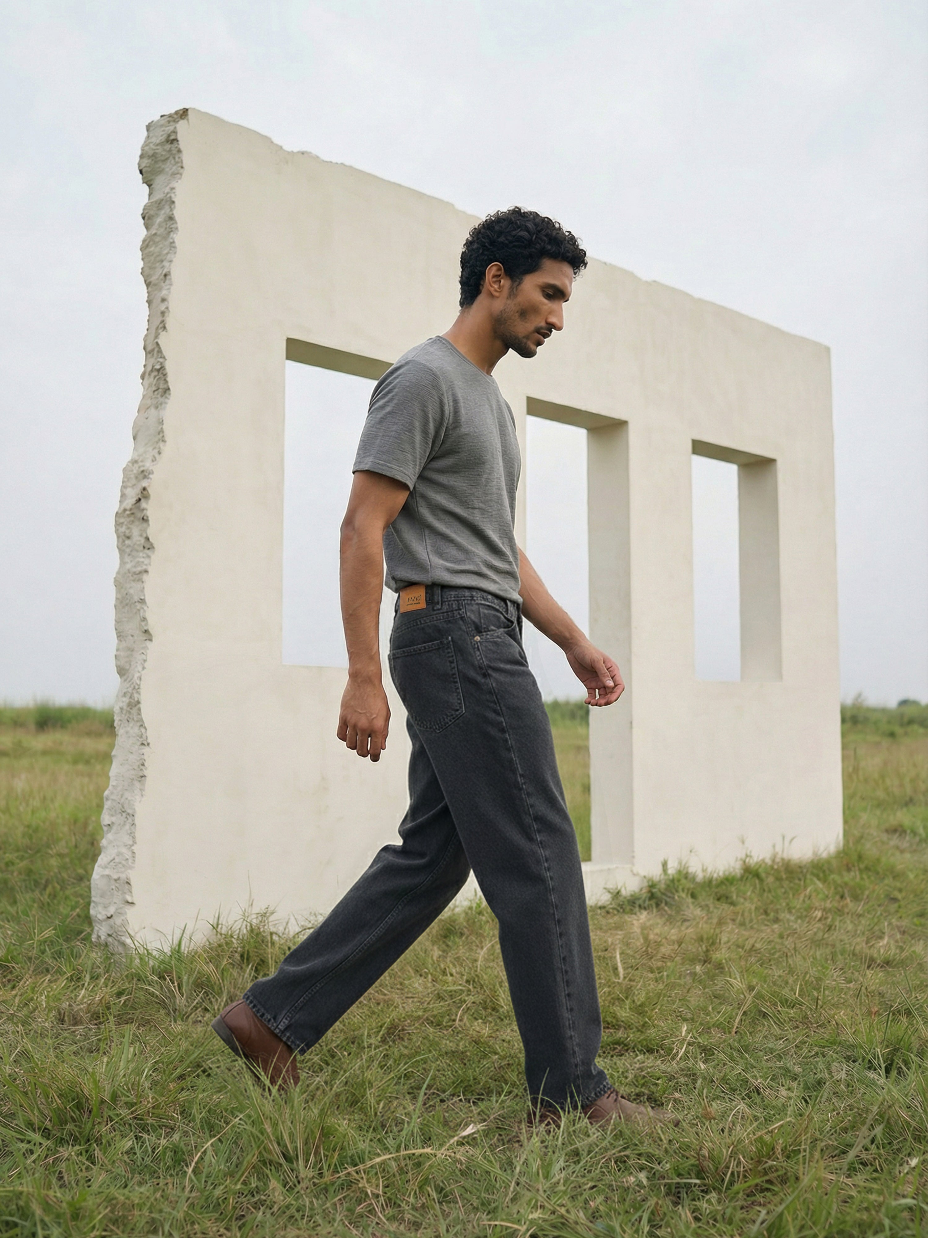 Dark Grey Denim  Jeans For Male