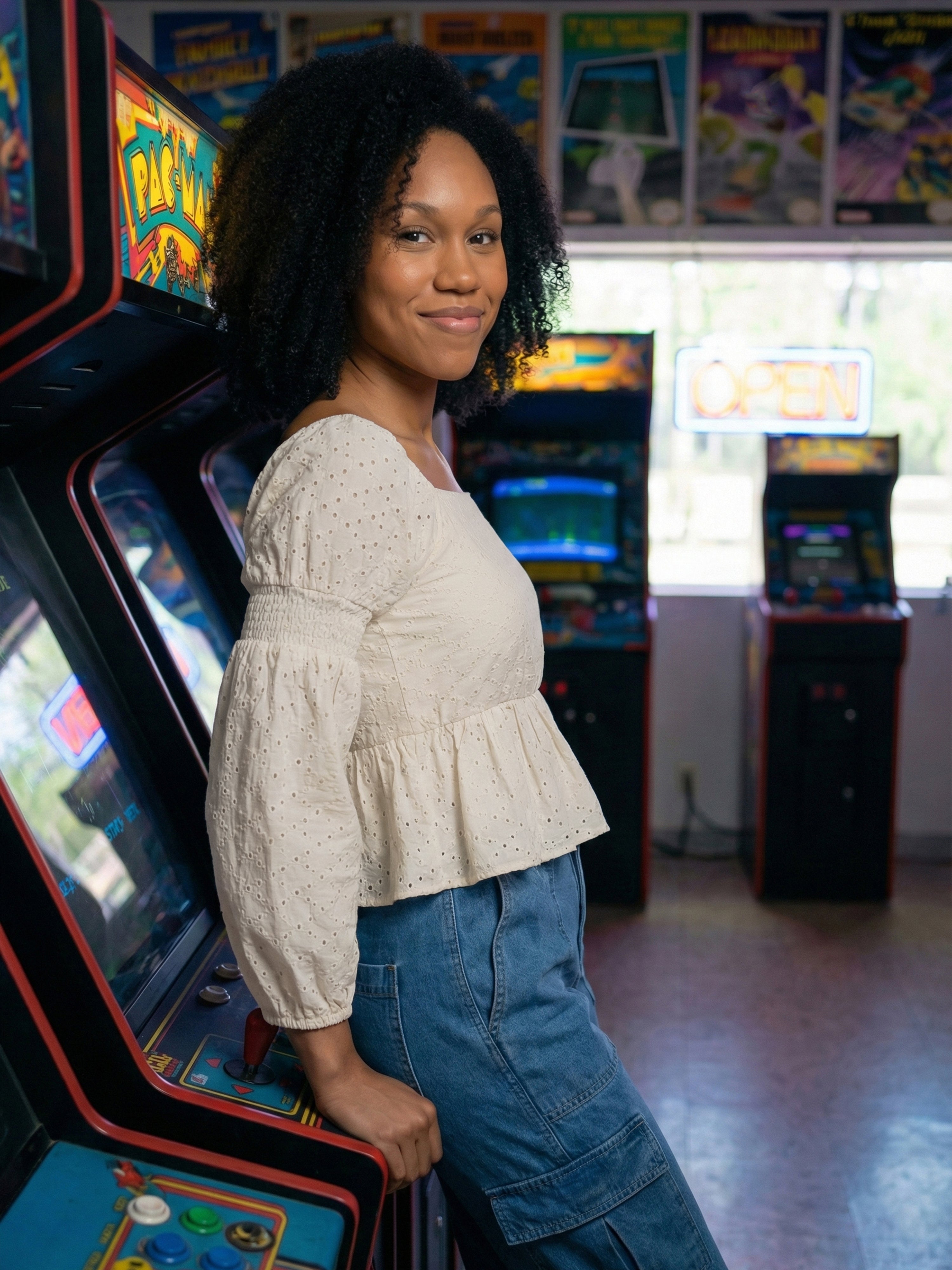 Women's White Cotton Schiffli Top with Square Neck