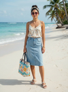 Women’s Ice Blue Denim Regular Fit Skirt