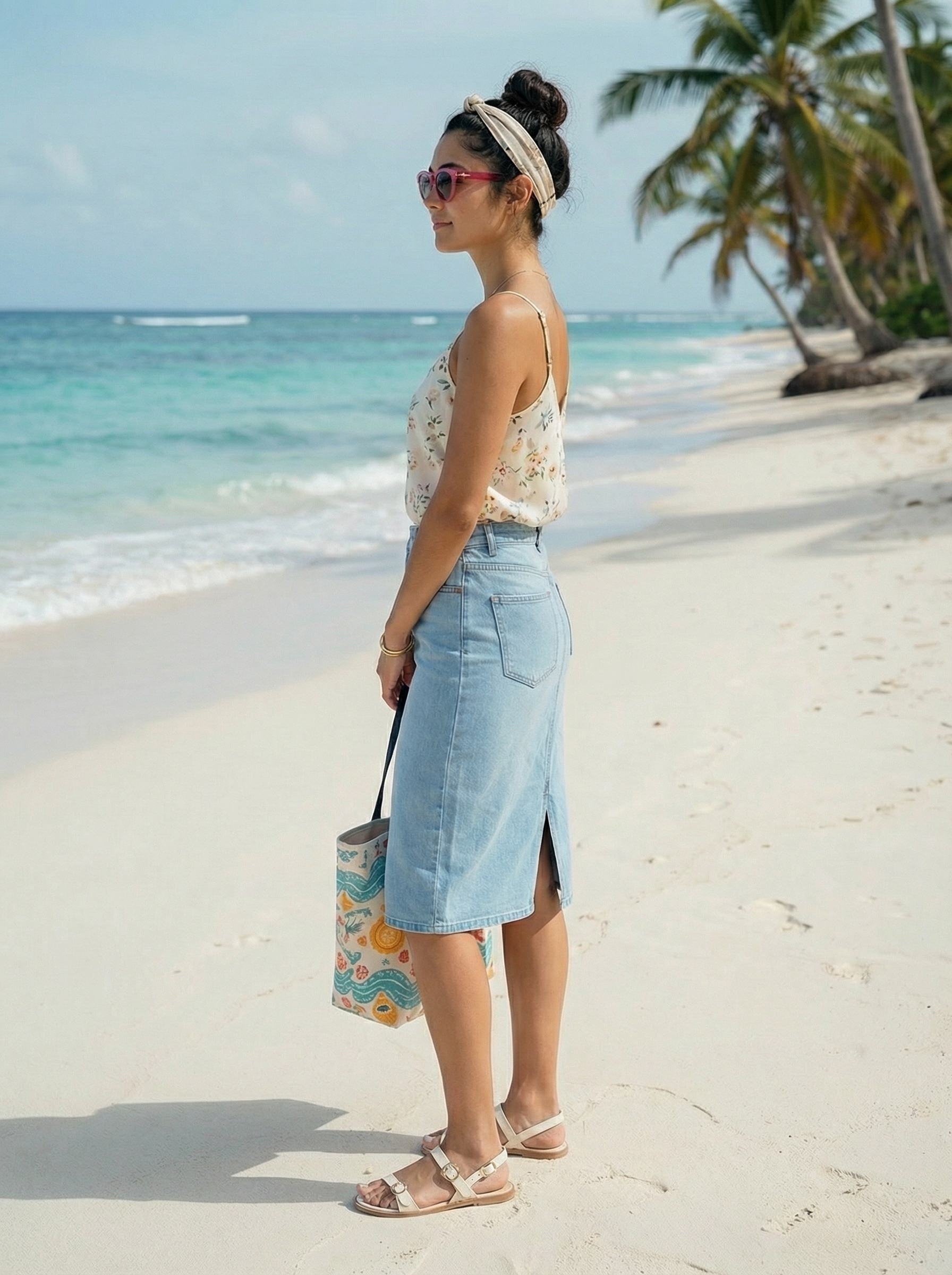 Women’s Ice Blue Denim Regular Fit Skirt