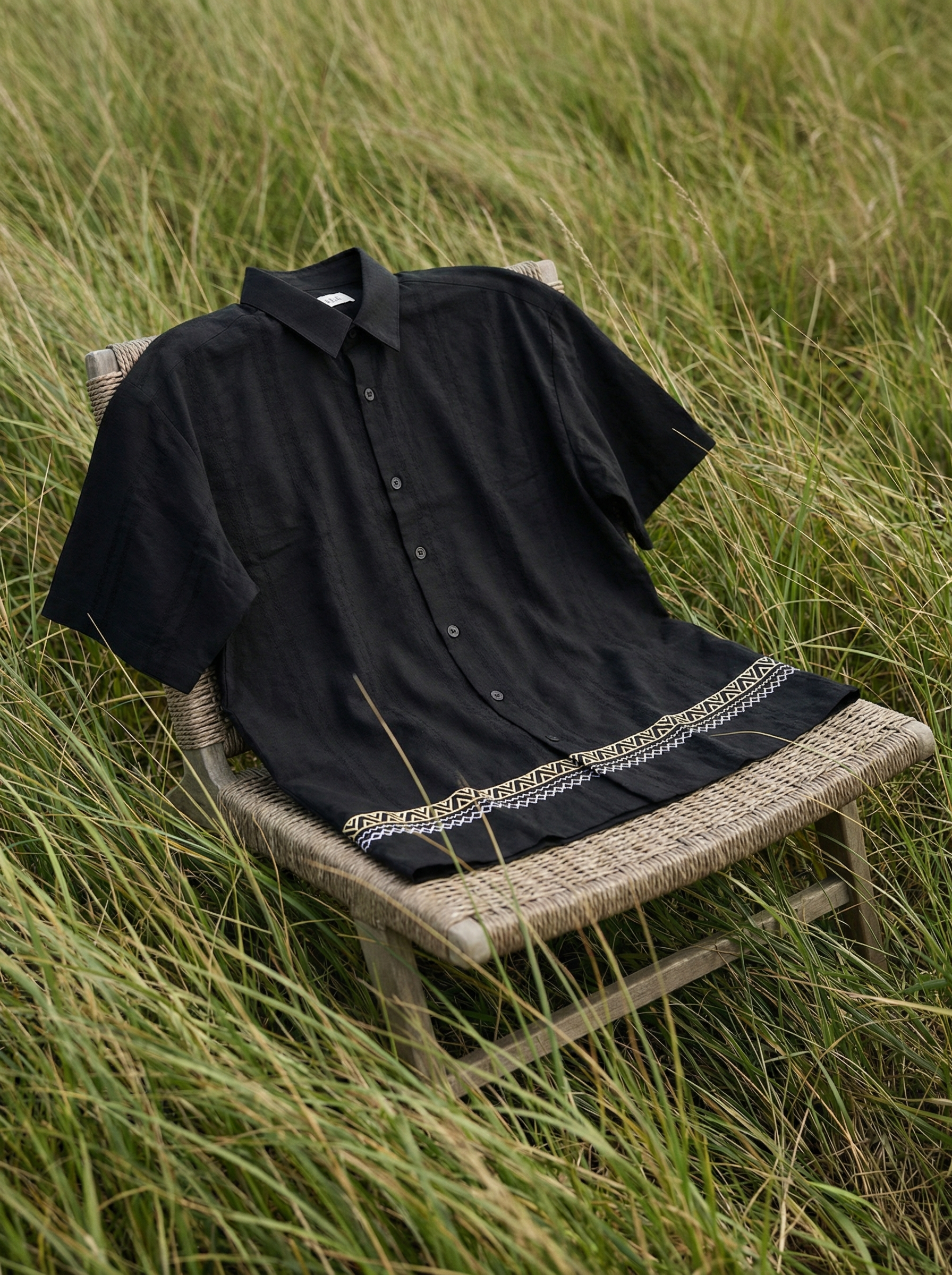 Men’s Black Embroidered Relax Fit Shirt