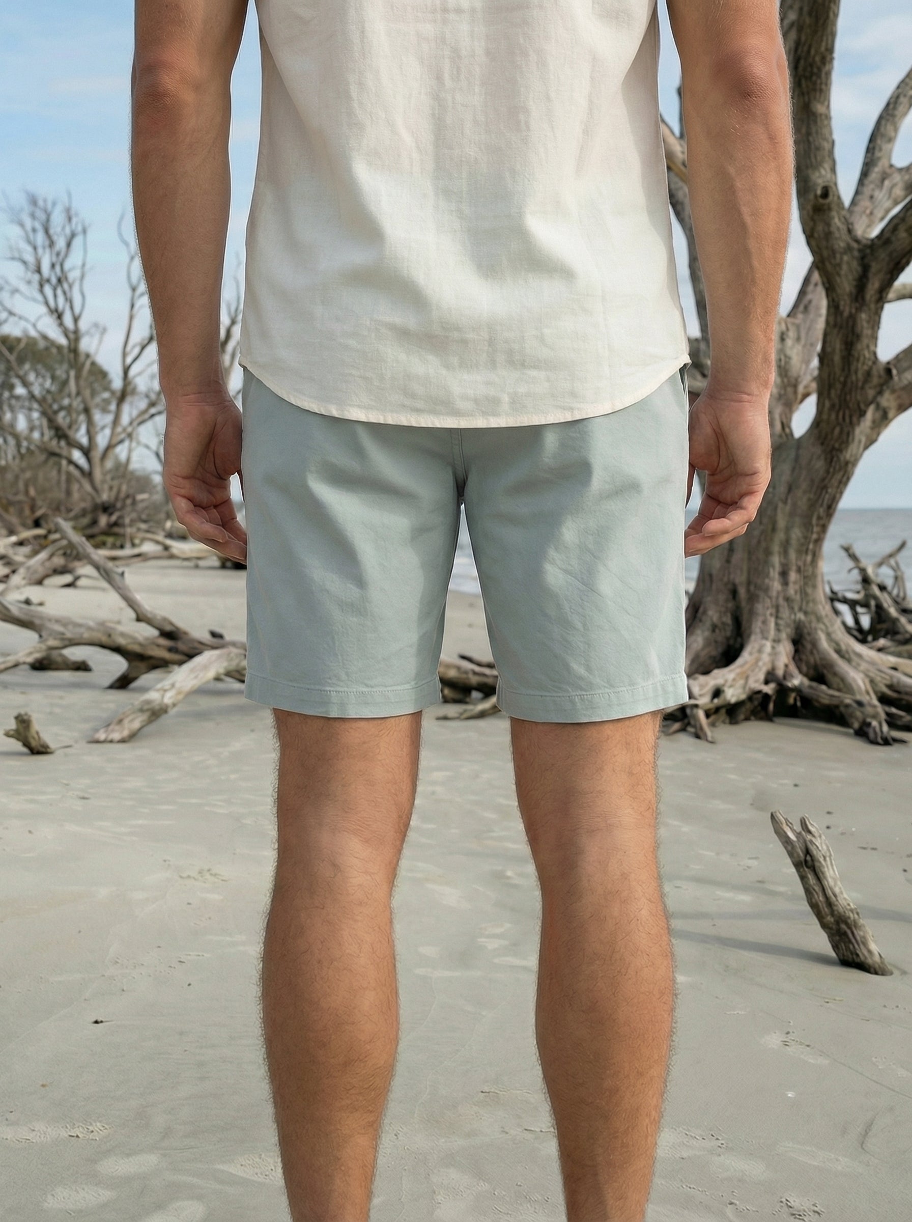 Men’s Aqua Green Corded Cotton Regular Fit Shorts