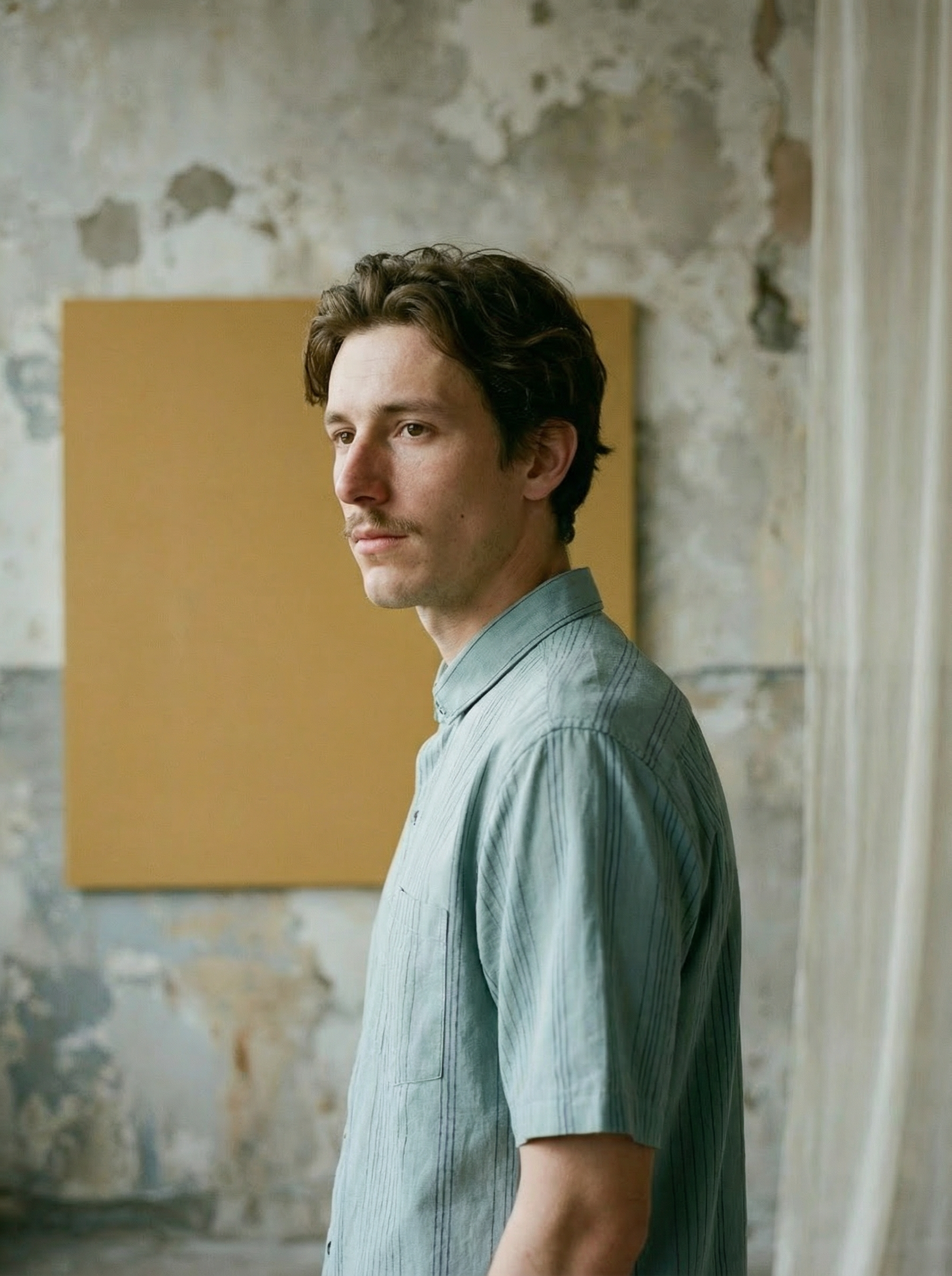 Olive Polyester Cotton Oversized Cuban-Collar Shirt