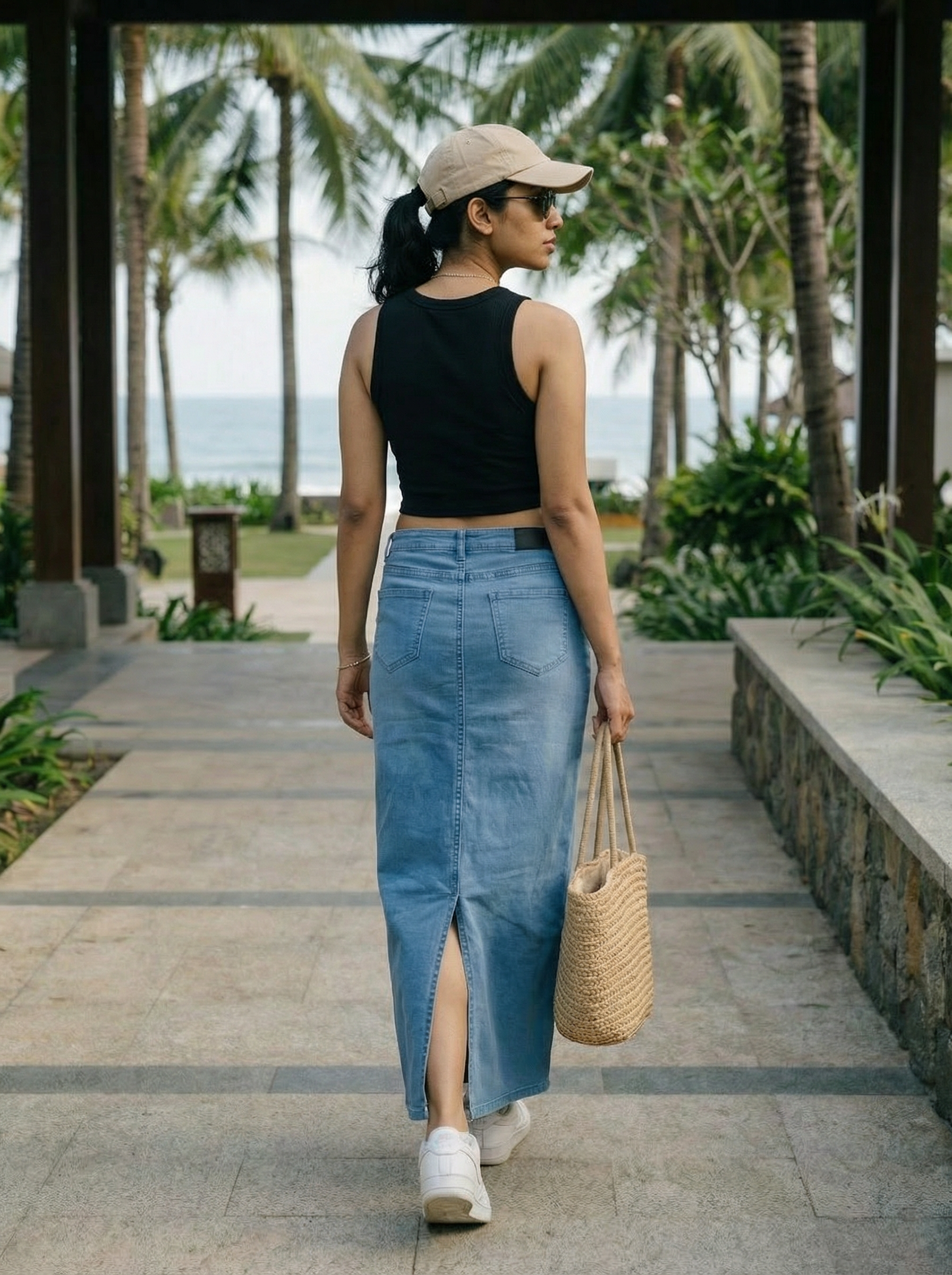 Women’s Ice Denim Regular Fit Long Skirt