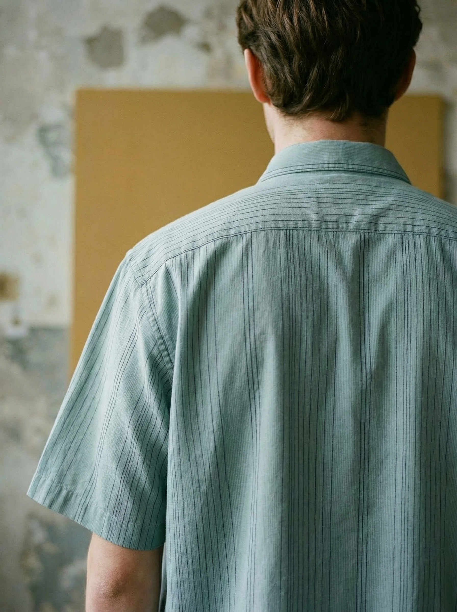 Olive Polyester Cotton Oversized Cuban-Collar Shirt