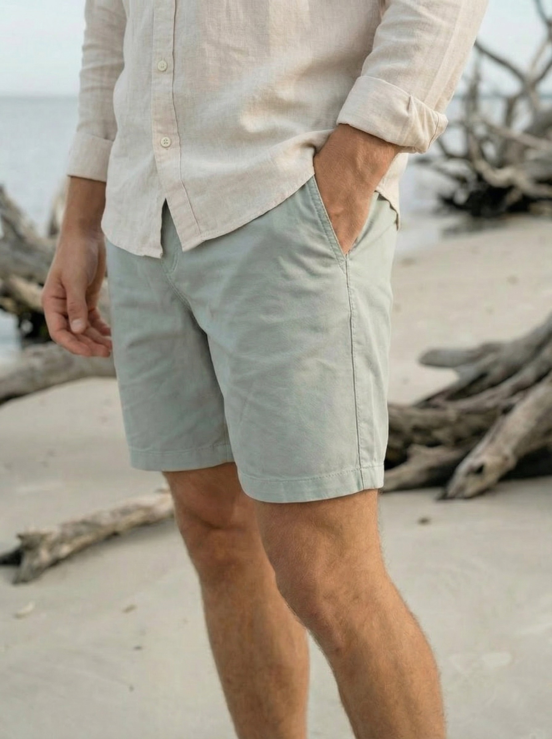 Men’s Aqua Green Corded Cotton Regular Fit Shorts