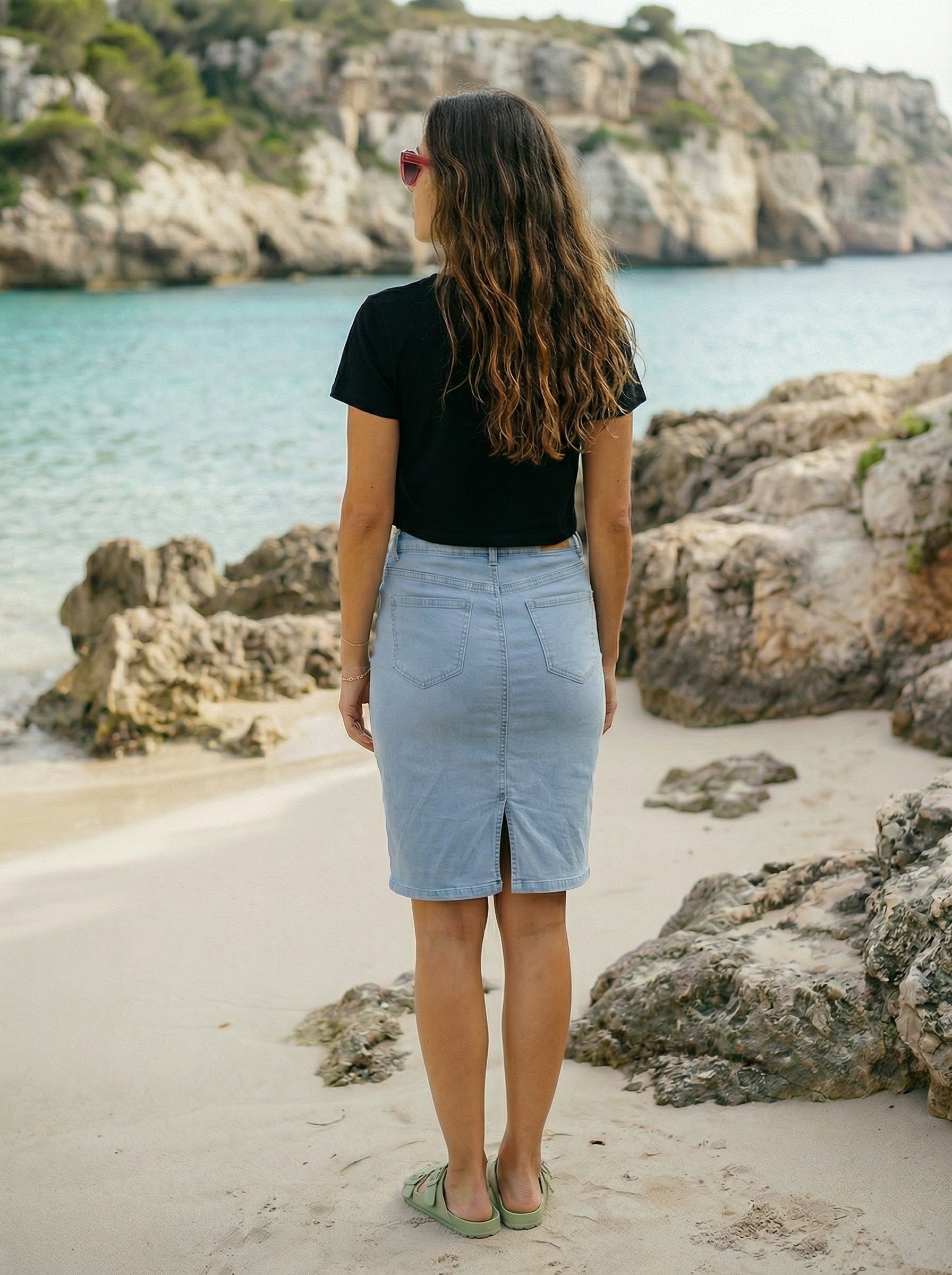 Women’s Ice Blue Casual Denim Skirt