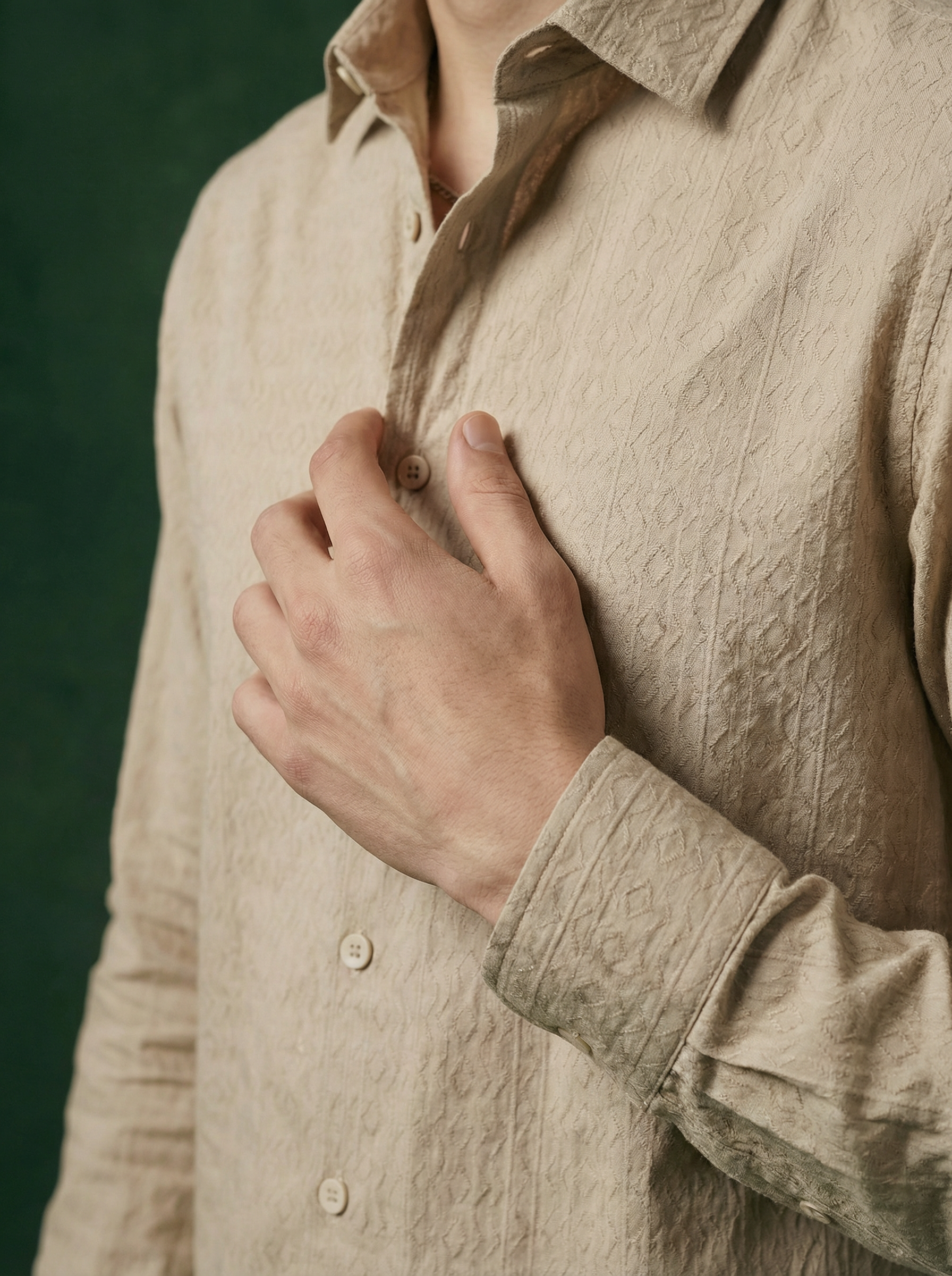 Beige Imported Panna Marker Regular Fit Full Sleeve Shirt