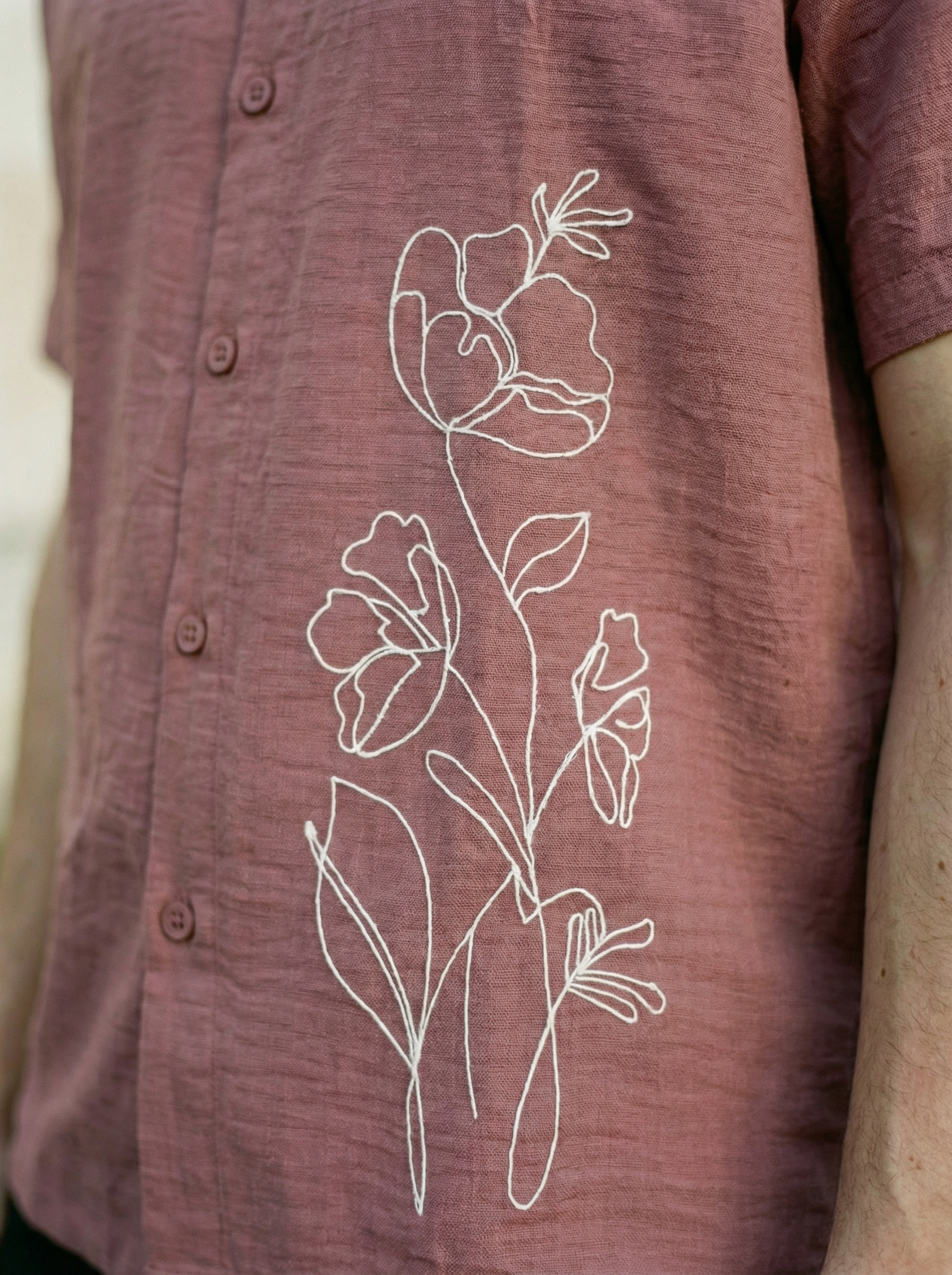 Men’s Peach Linen Oxford Relax Fit Shirt