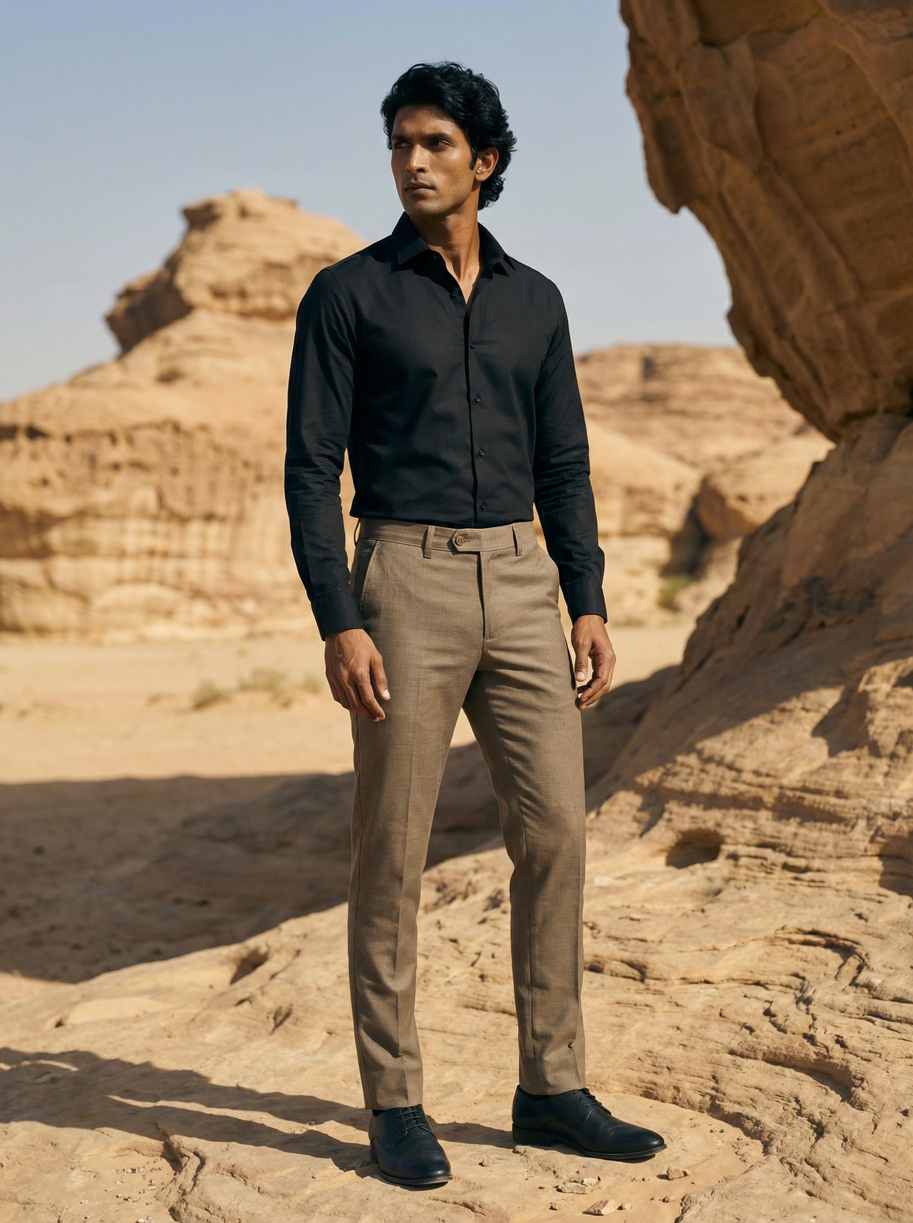 Men’s Cream Casual Fancy Linen Trousers