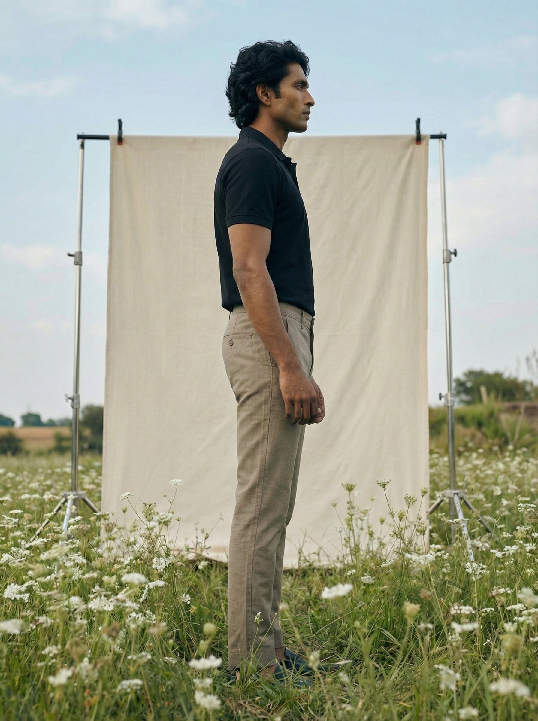 Men’s Beige Casual Fancy Linen Dobby Trousers