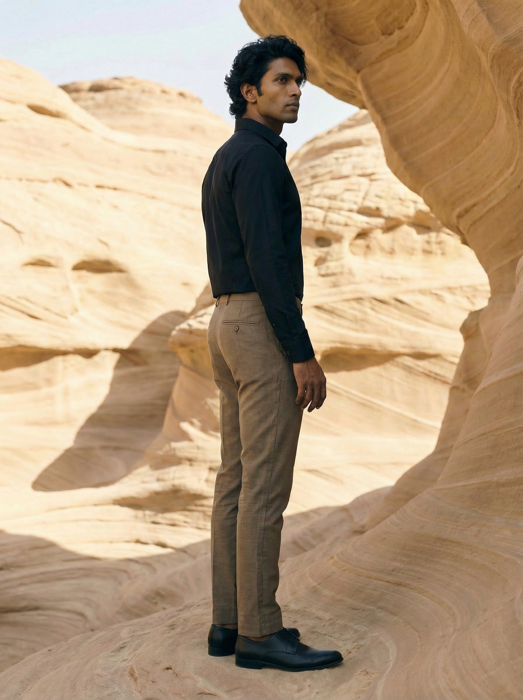 Men’s Cream Casual Fancy Linen Trousers