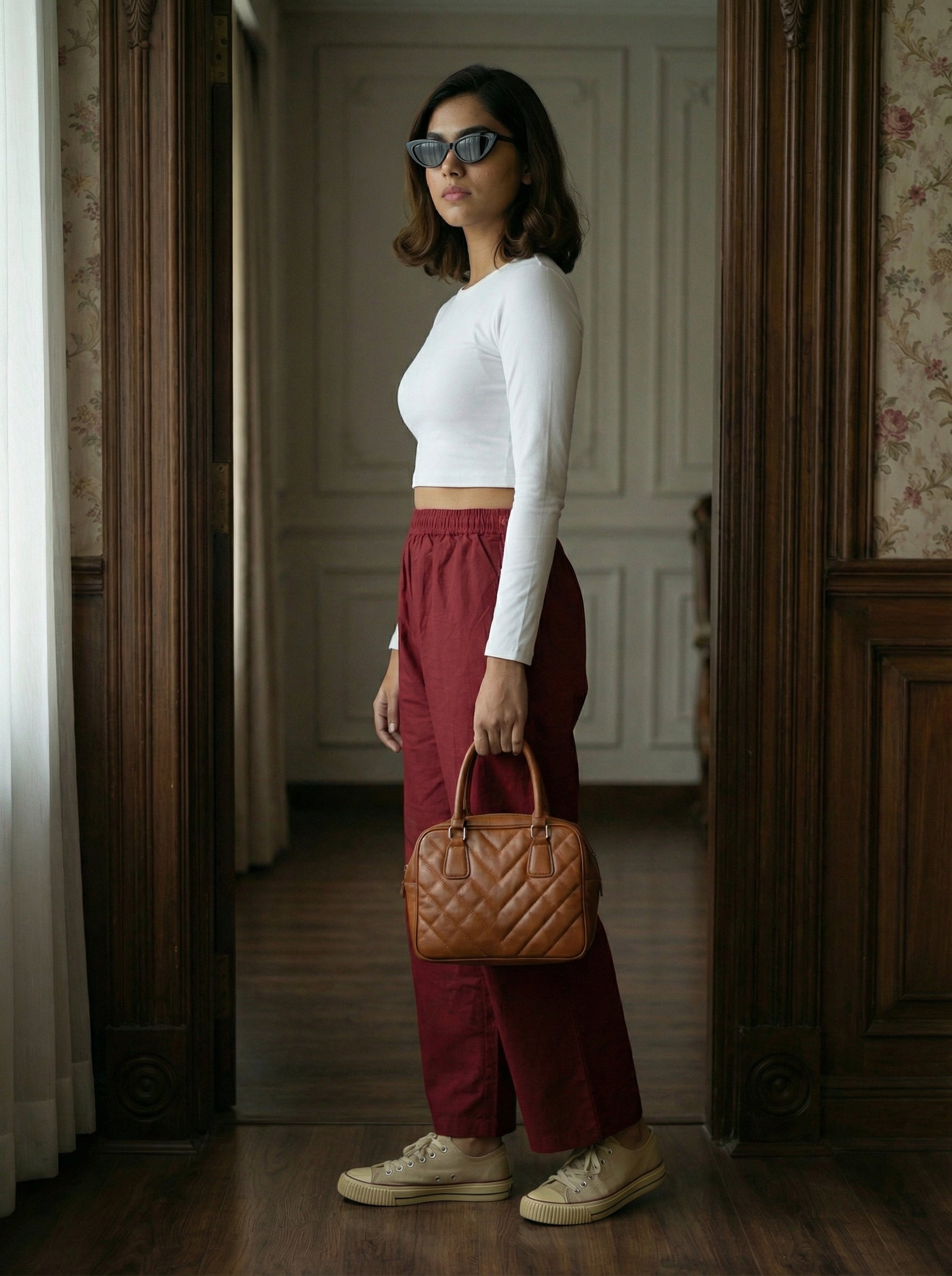 Women’s Maroon Palazzo Bottom– Regular Fit