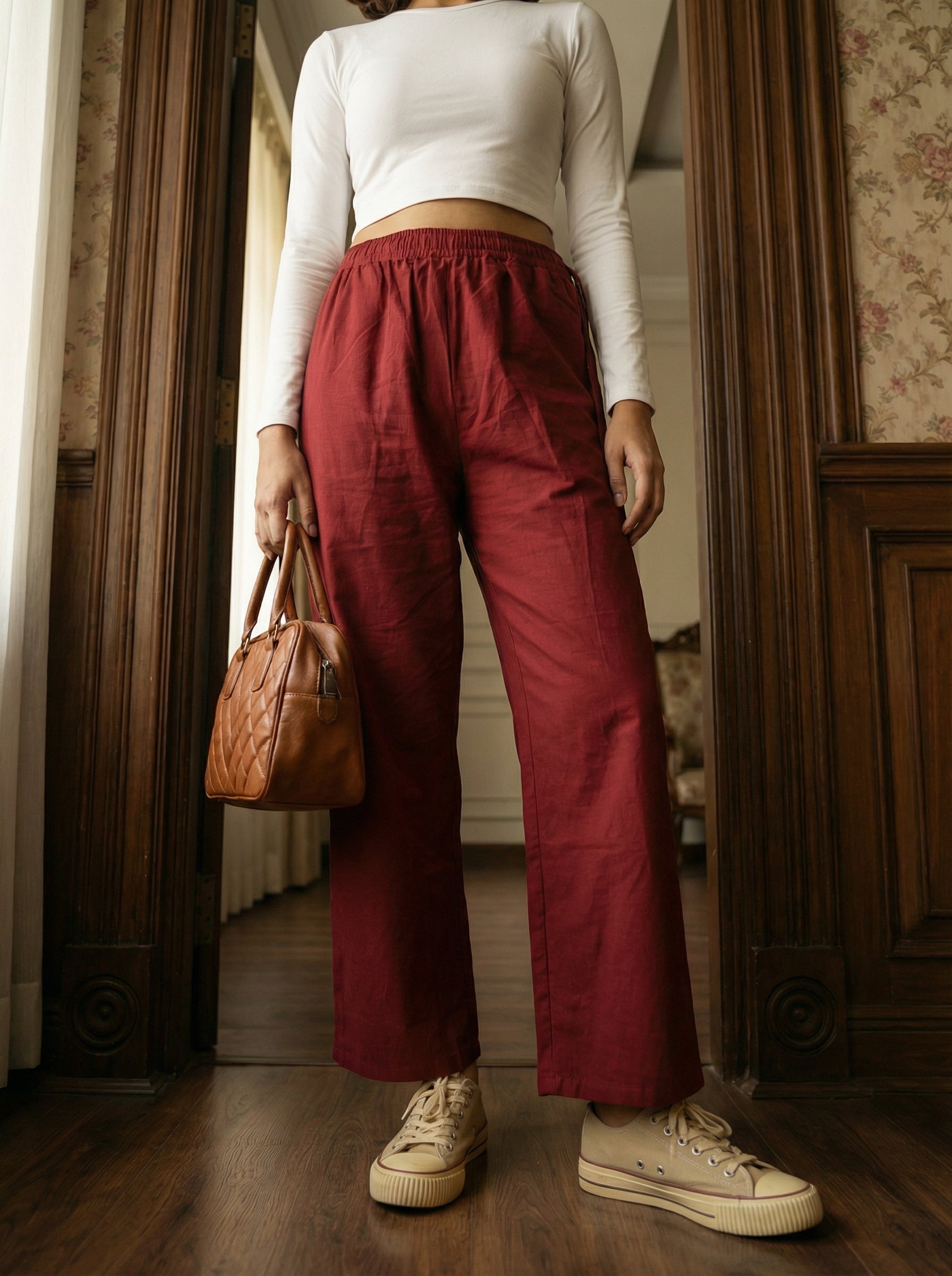 Women’s Maroon Palazzo Bottom– Regular Fit