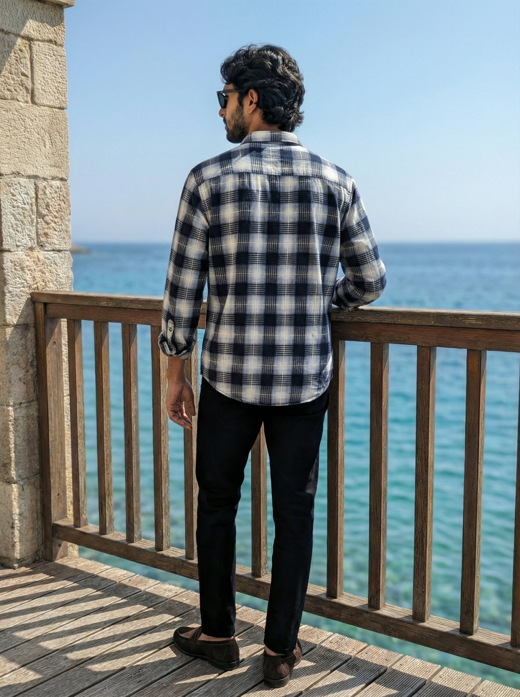 Men’s Relaxed Fit Blue Checked Shirt