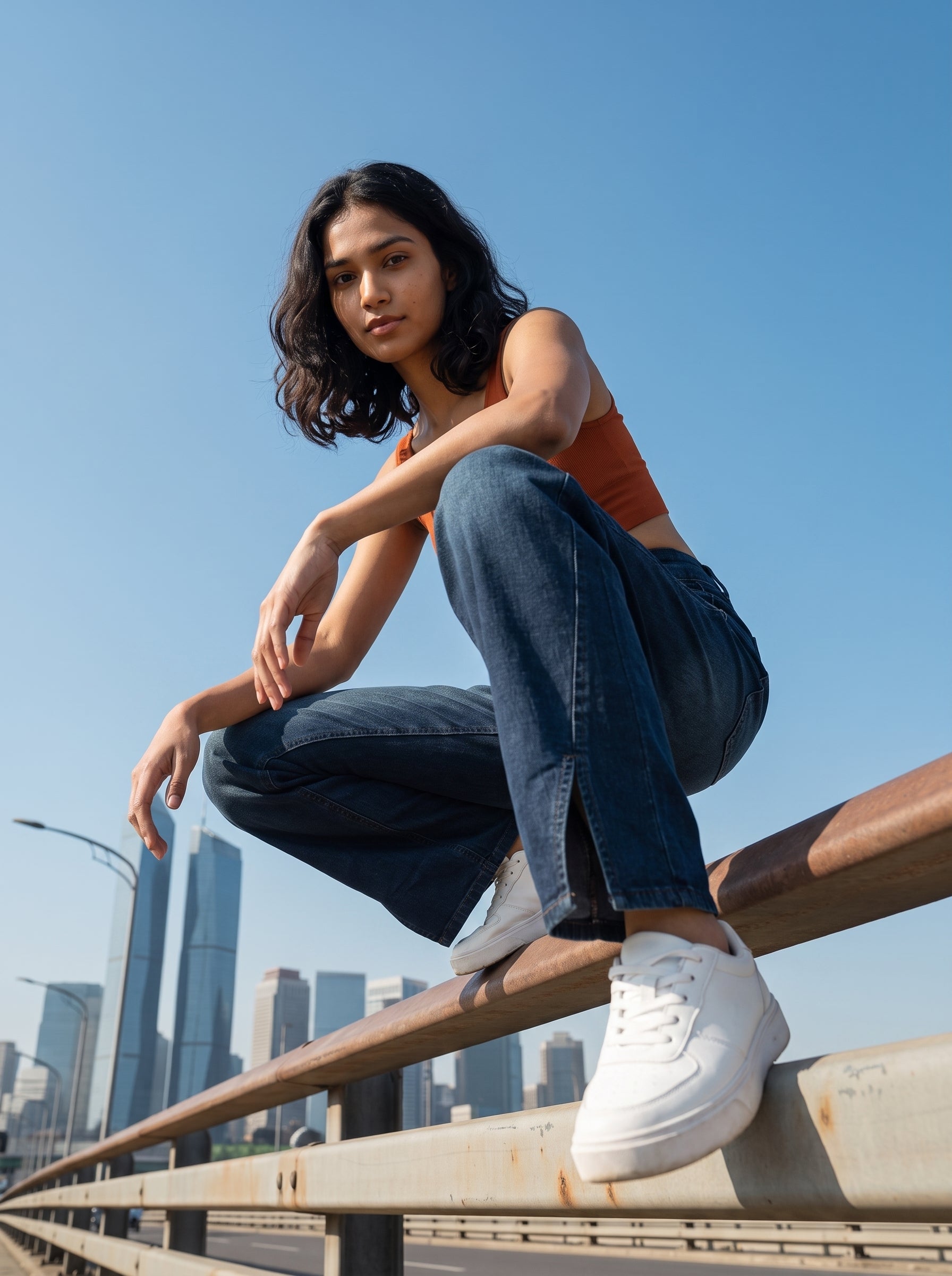Women's Denim Tinted Navy Straight Fit  Jeans