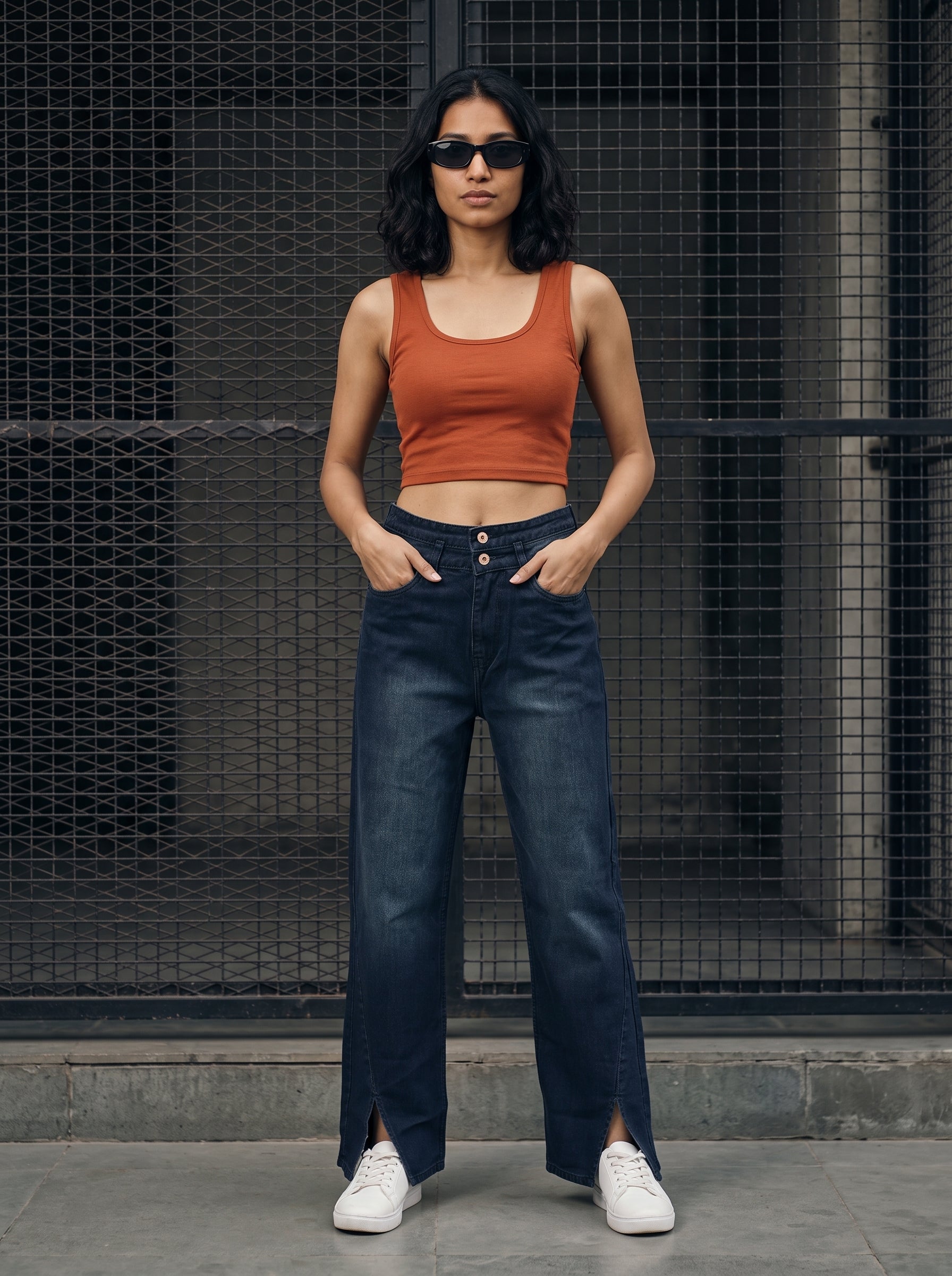 Women's Denim Tinted Navy Straight Fit  Jeans