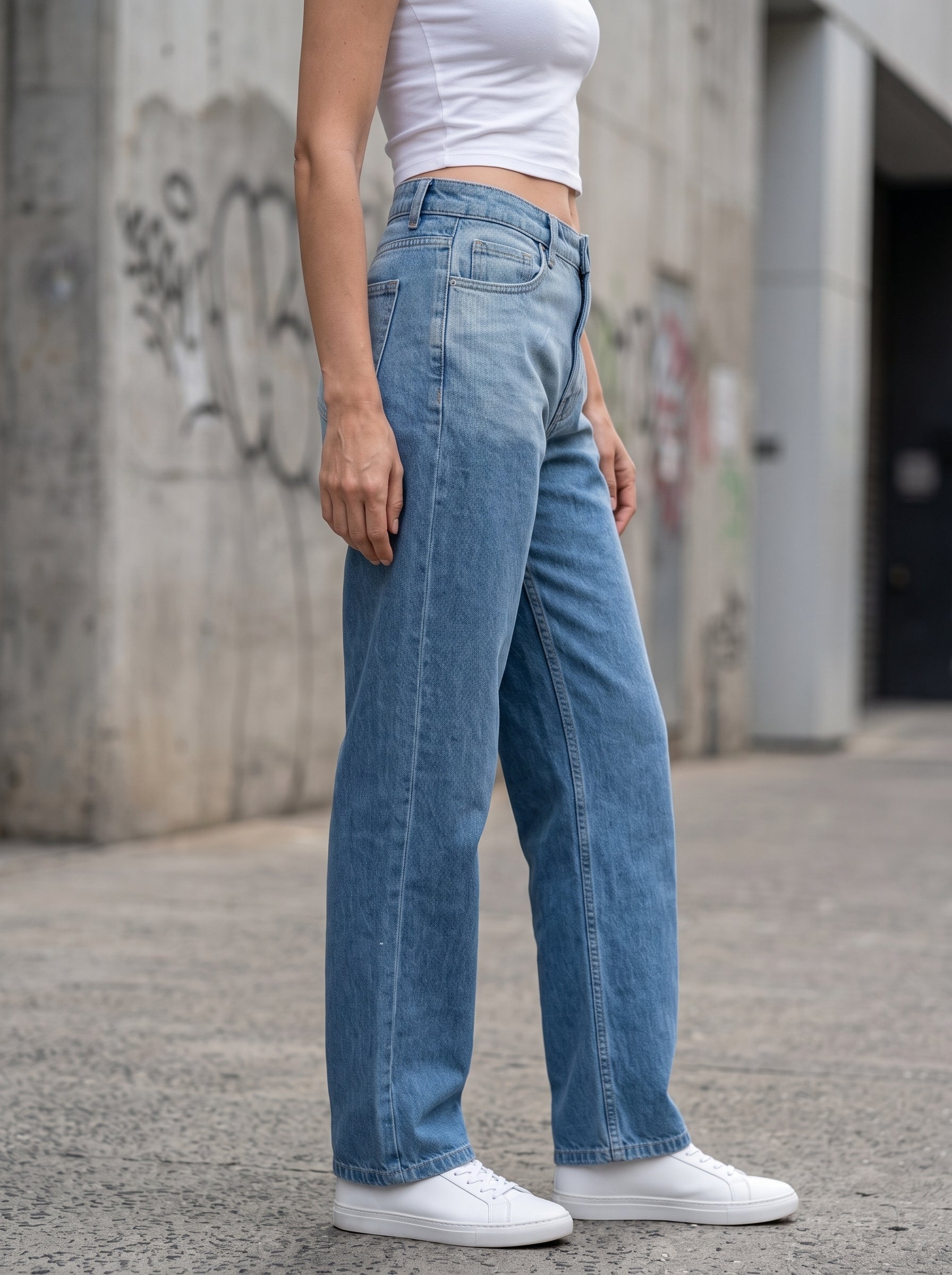 Women's Denim Ice Blue Straight Fit  Jeans