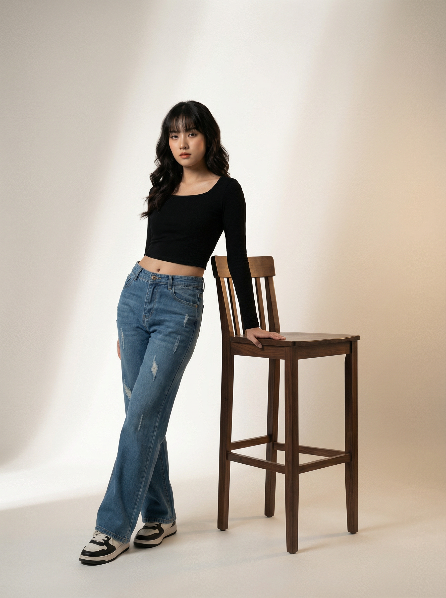 Black Slim Fit Square Neck Women’s Crop Top