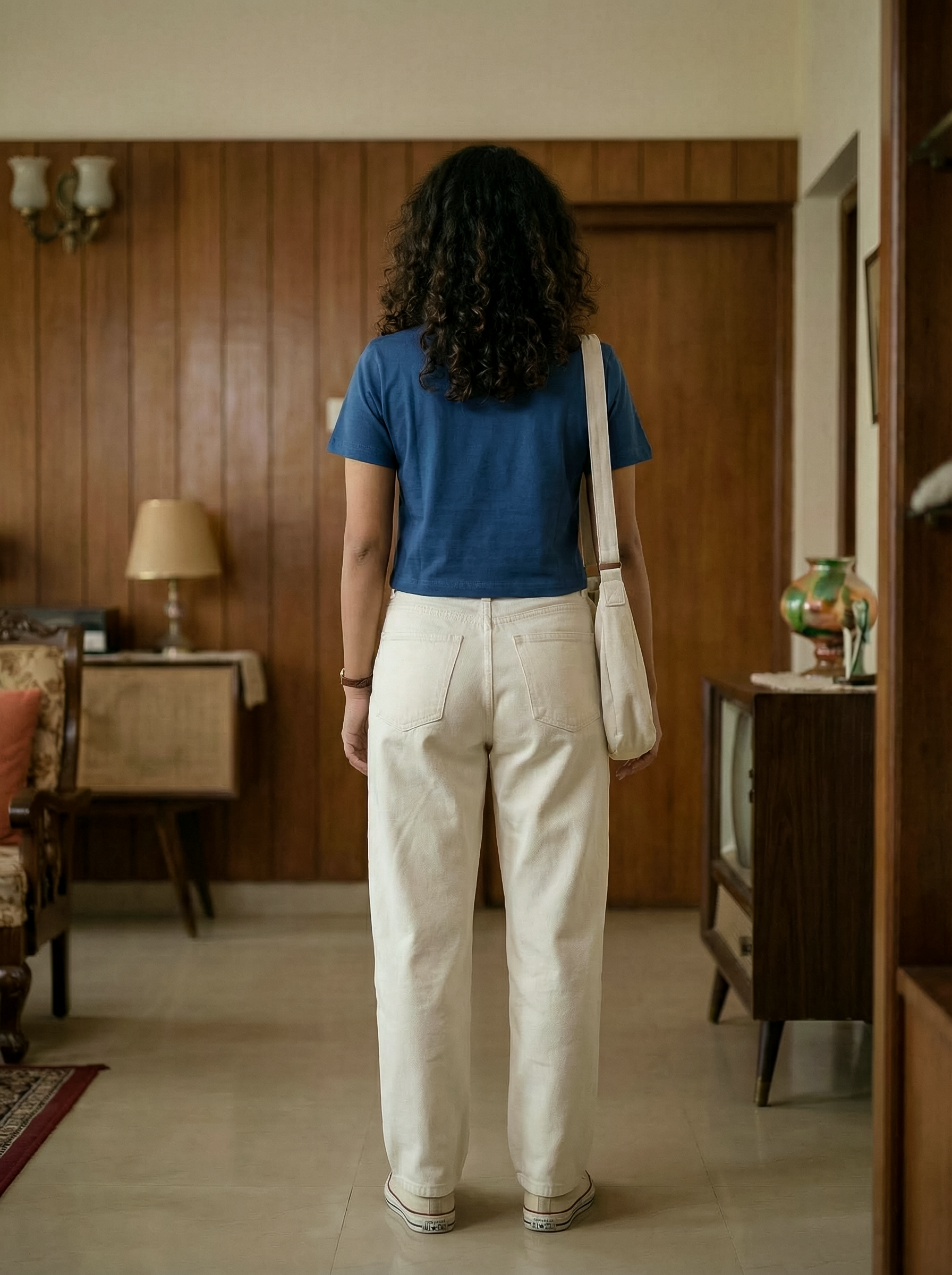 Women’s Navy Blue Chest Printed Crop Top