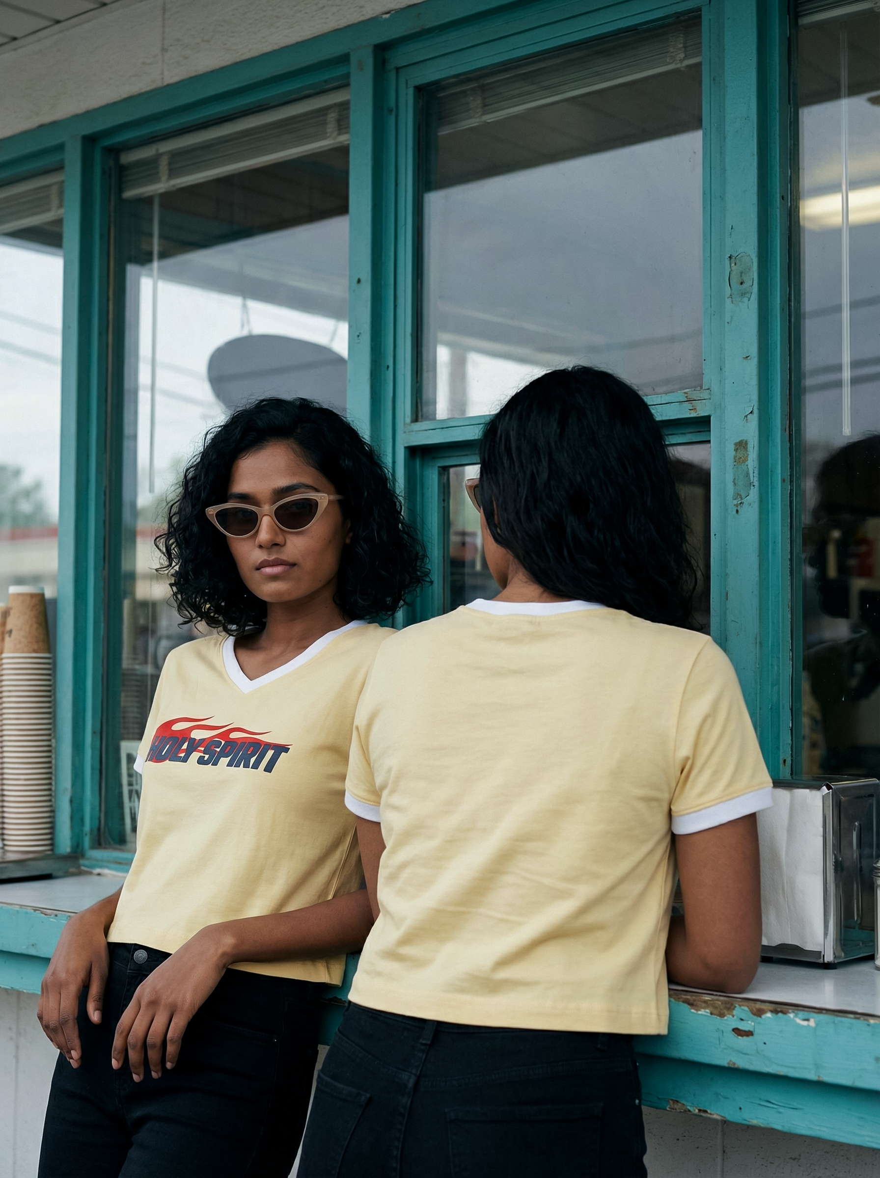 Women’s Yellow Chest Printed Crop Top
