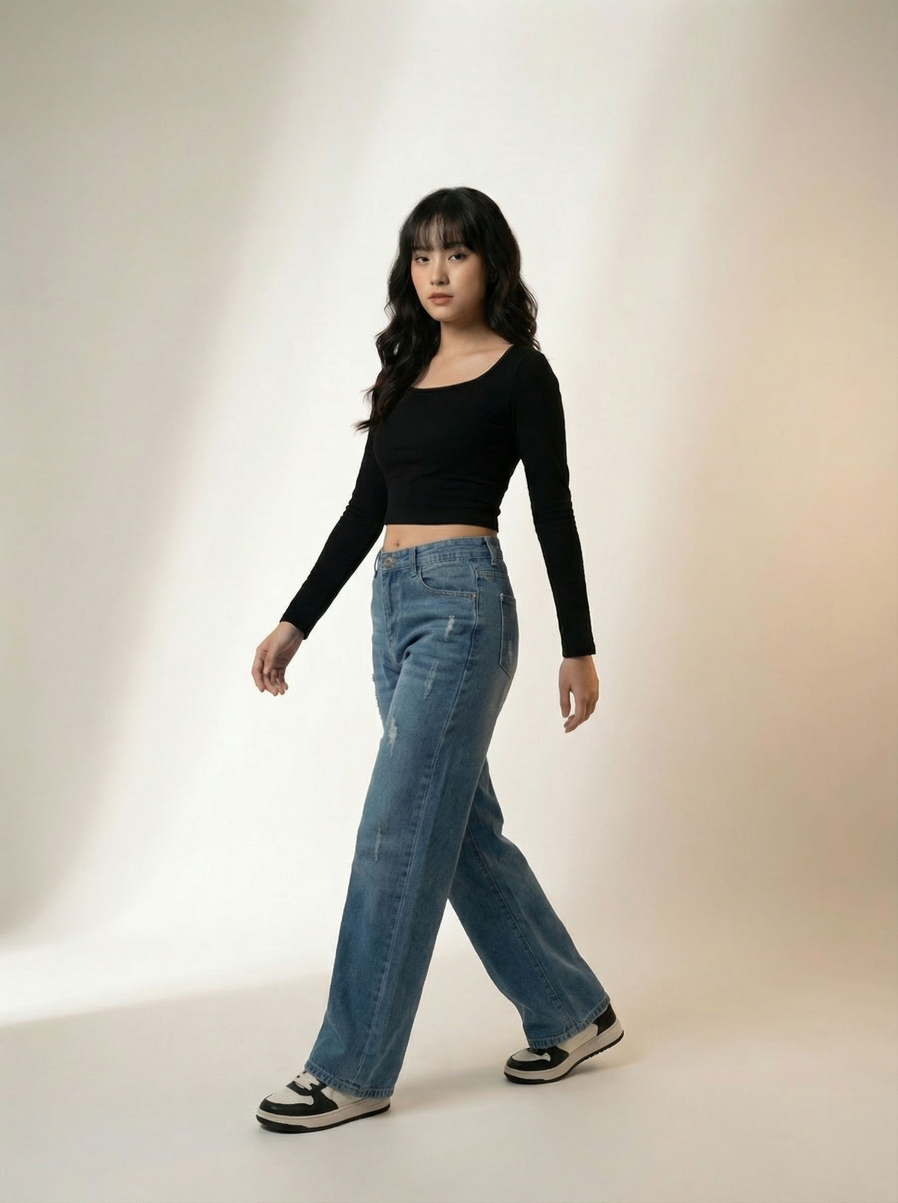 Black Slim Fit Square Neck Women’s Crop Top