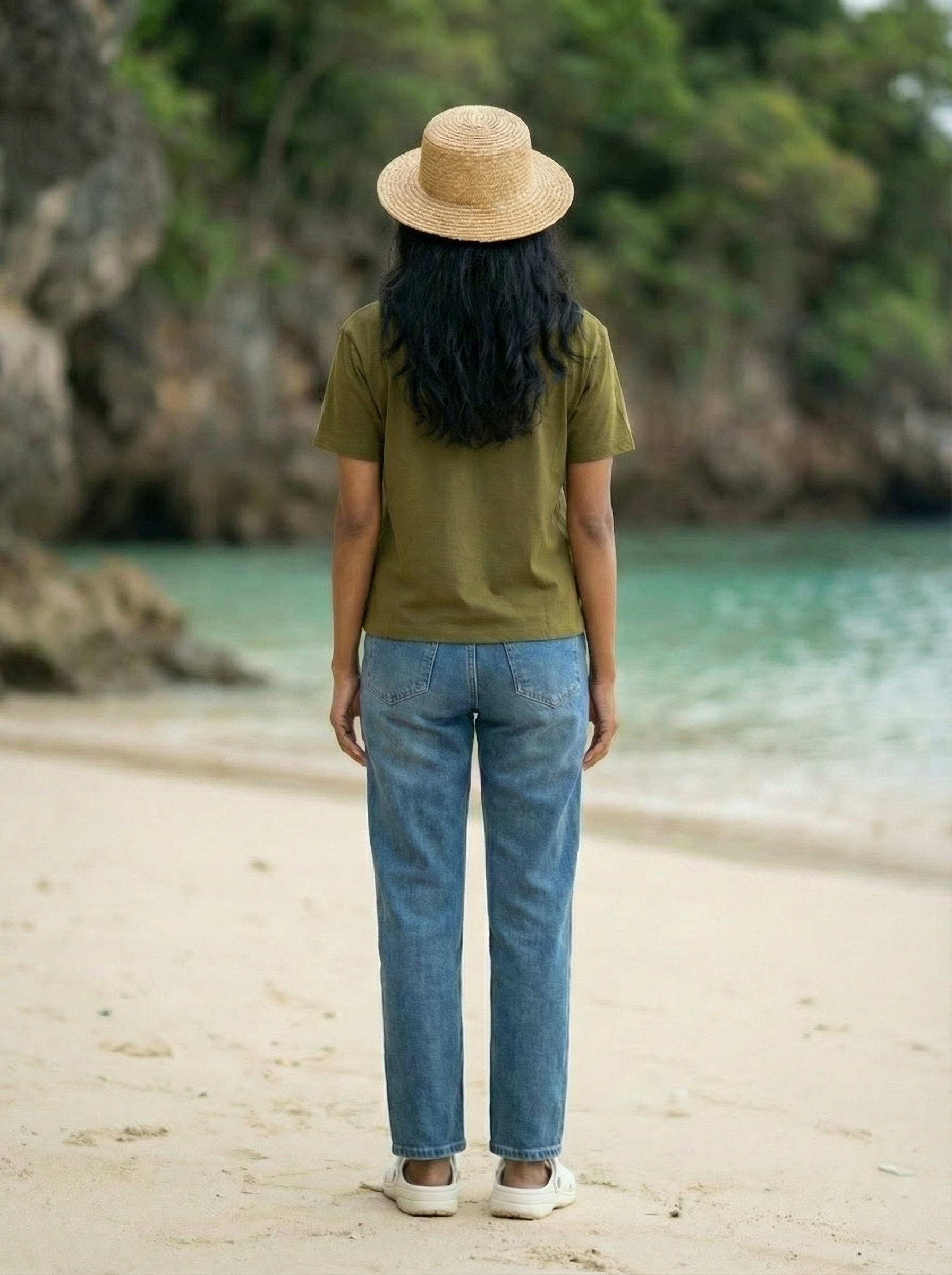 Women’s Olive Green Casual Oversized Printed T-Shirt