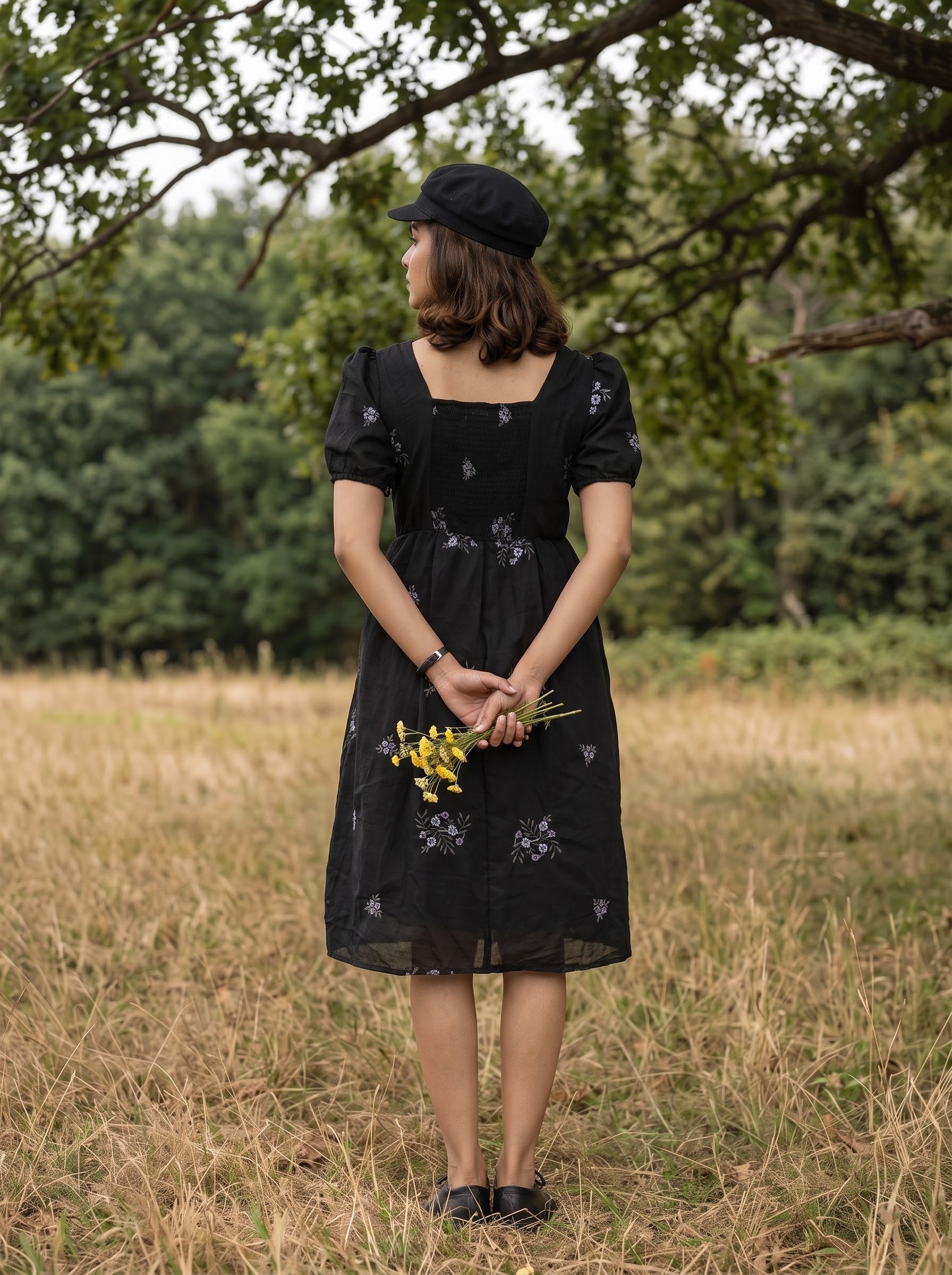 Women's Synrthetic Black Regular Fit Dresses