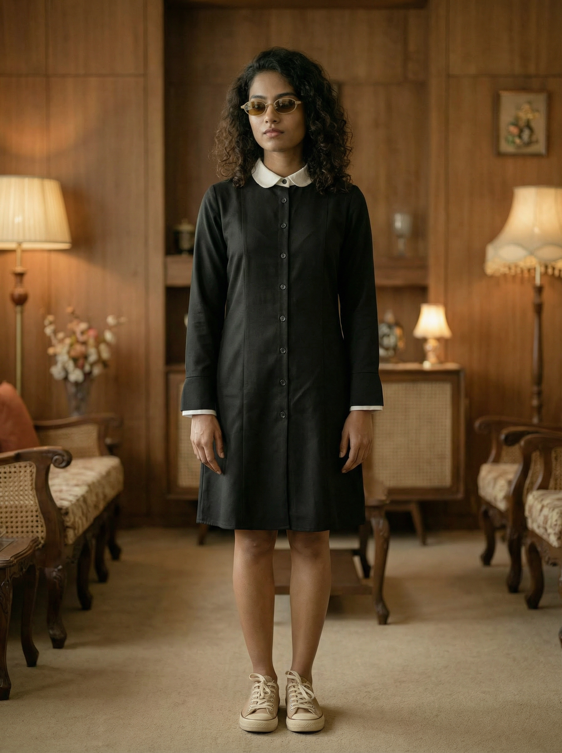 Women’s Black Polyester Straight Fit Dresses