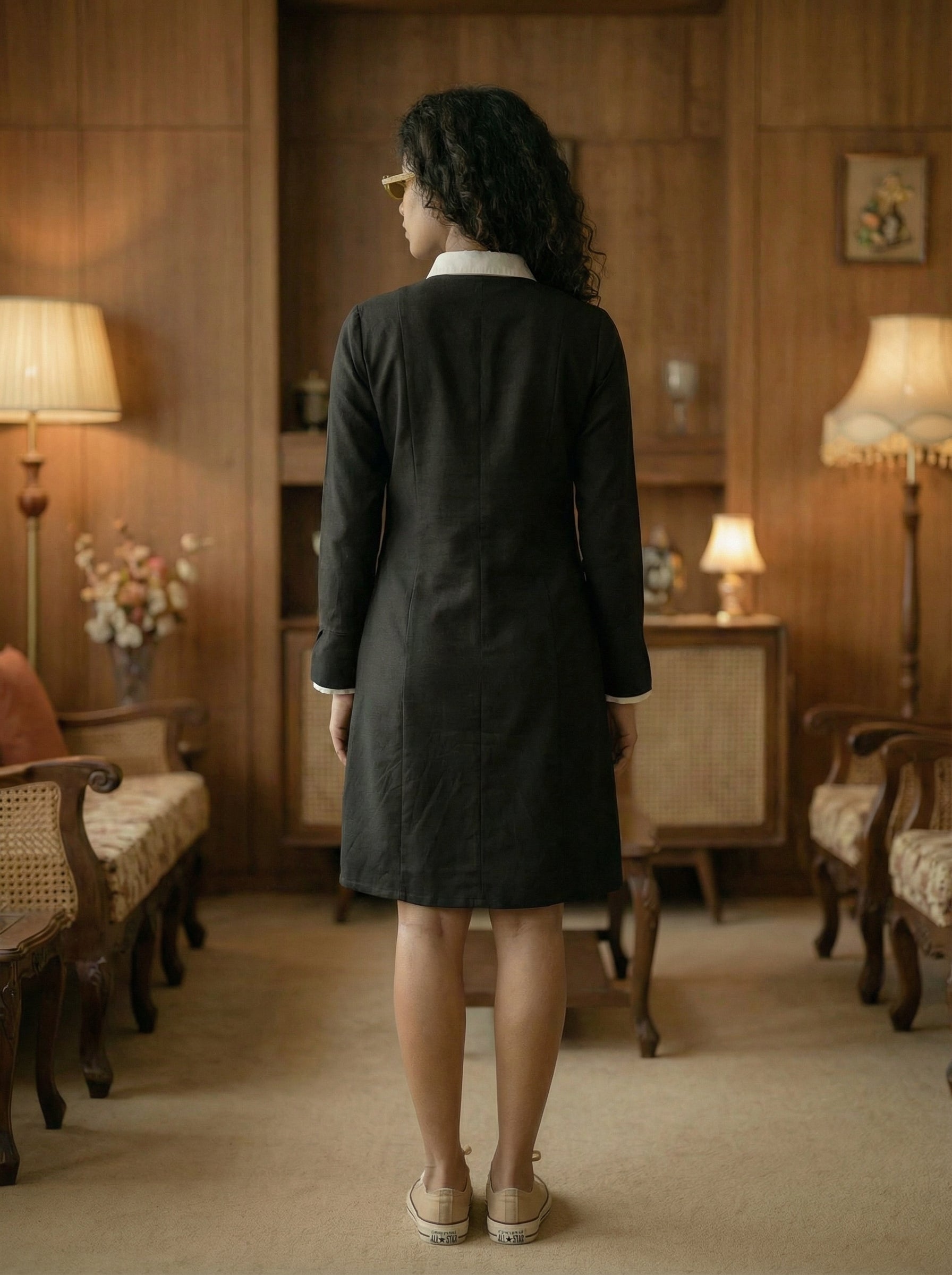 Women’s Black Polyester Straight Fit Dresses