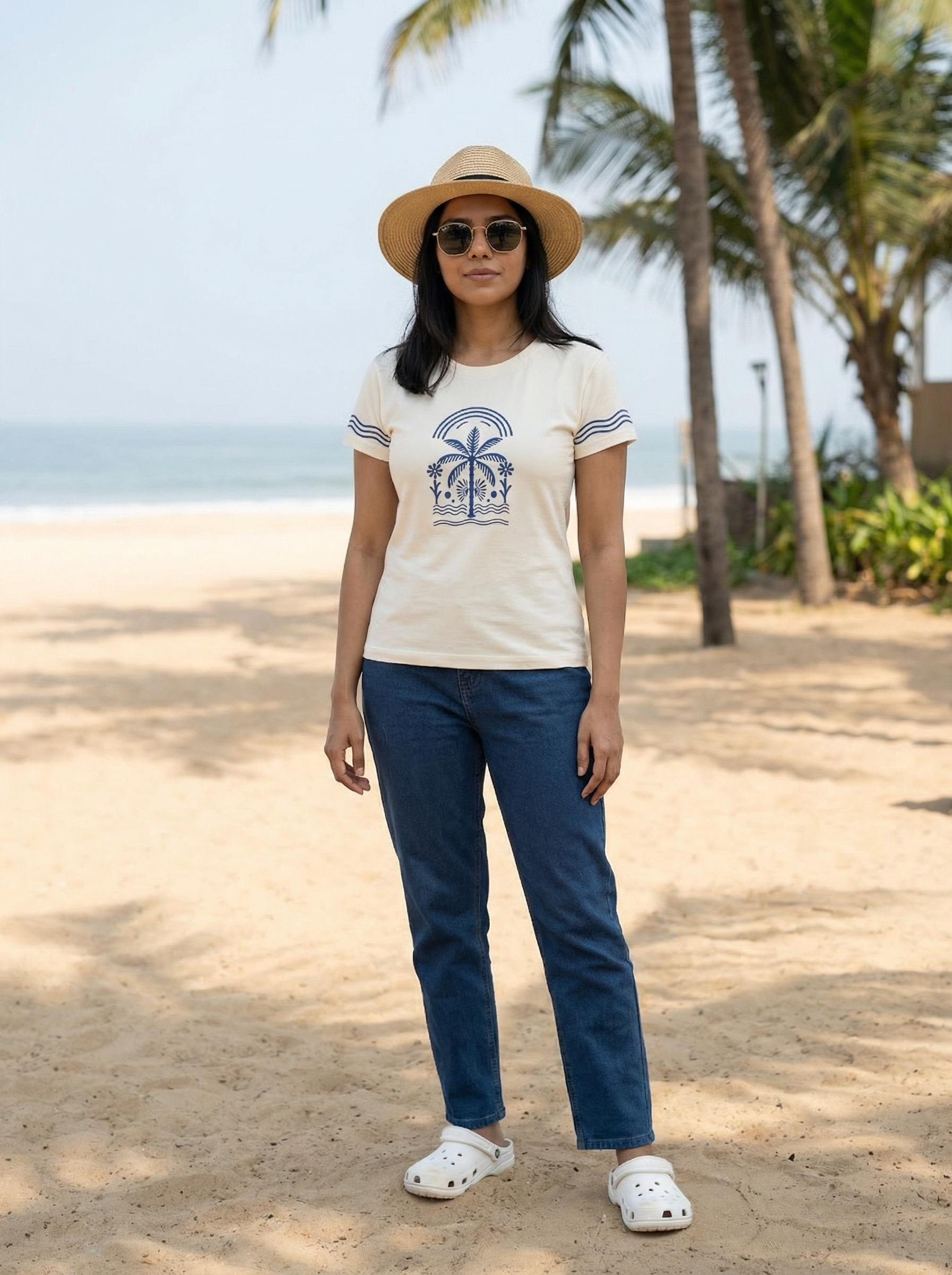 Women’s Off-White Slim Fit Round Neck T-Shirt