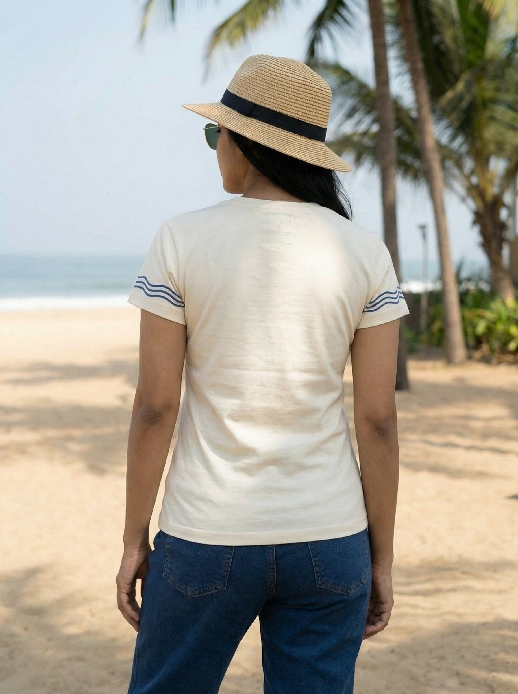 Women’s Off-White Slim Fit Round Neck T-Shirt