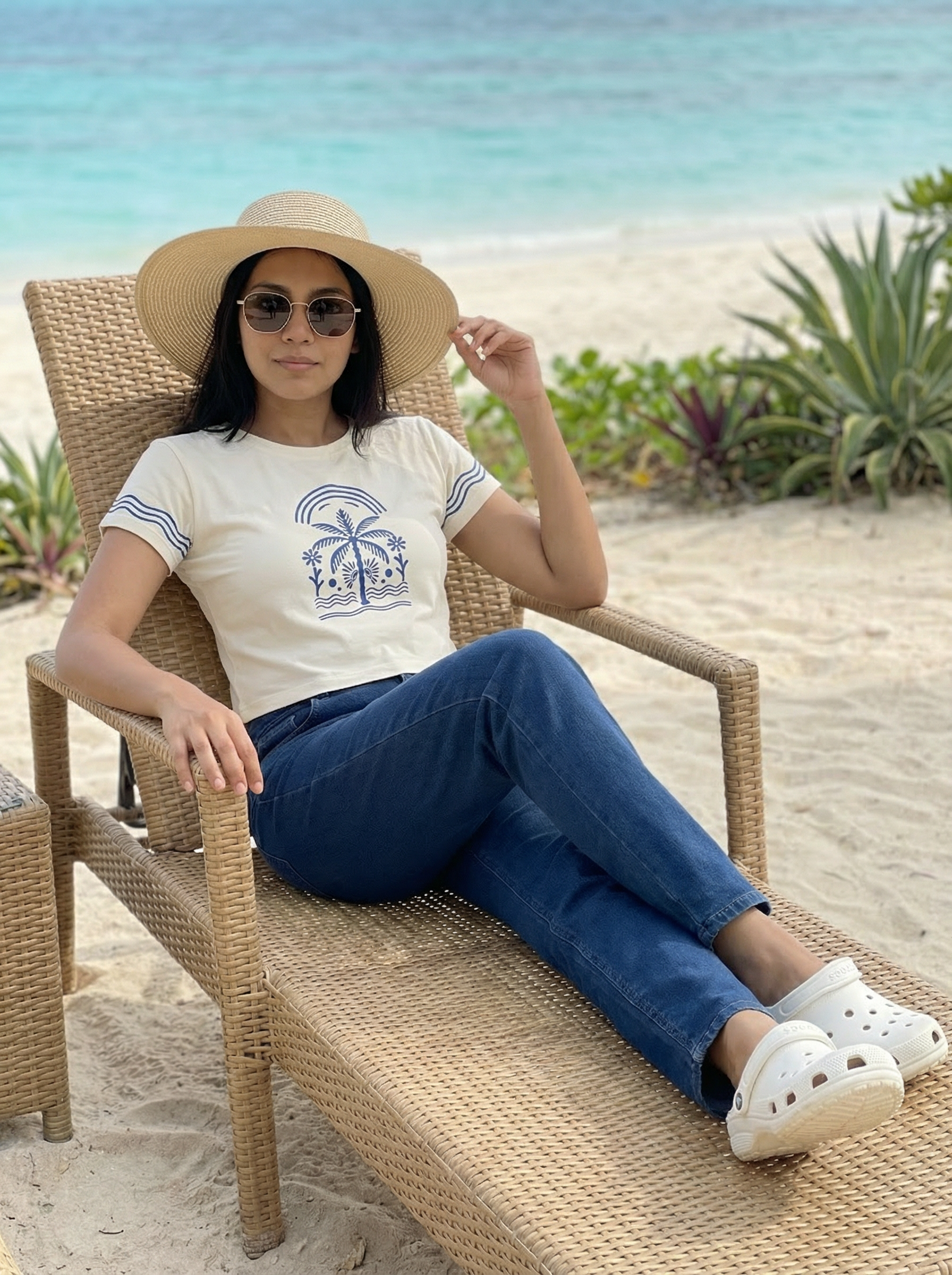 Women’s Off-White Slim Fit Round Neck T-Shirt