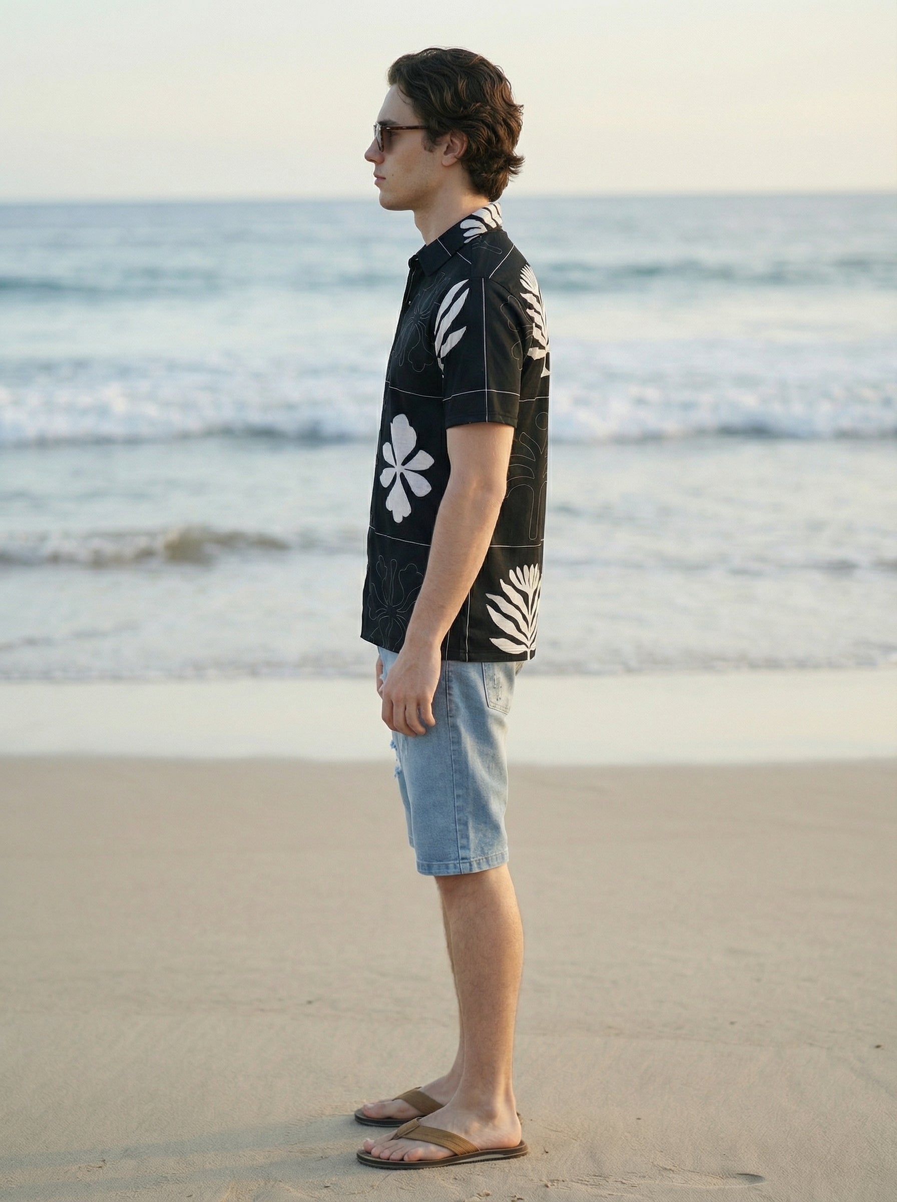 Men’s Printed Black Knit Regular Fit Shirt