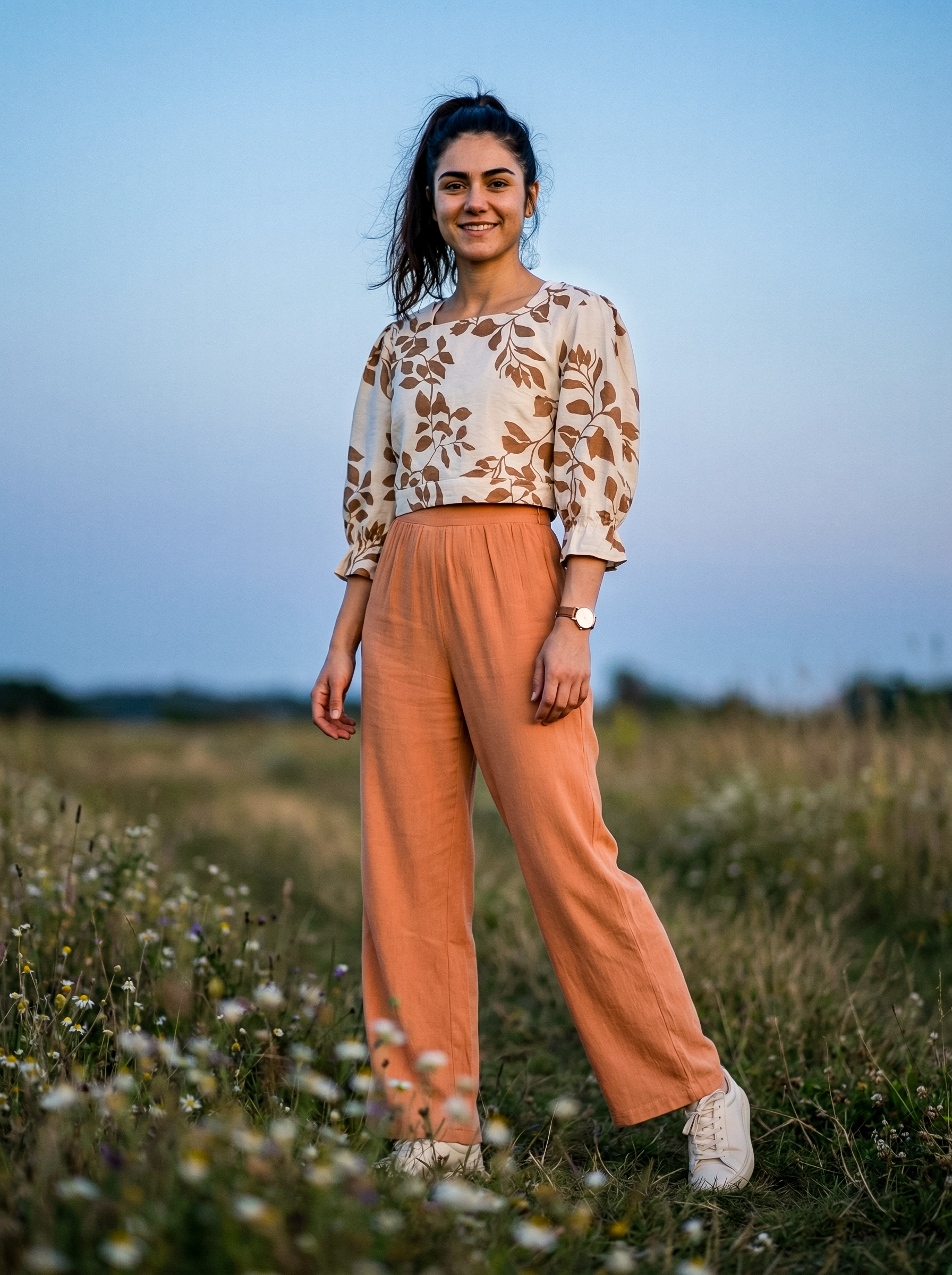 Women's Brown Nylon Viscose Imp Top with Square Neck